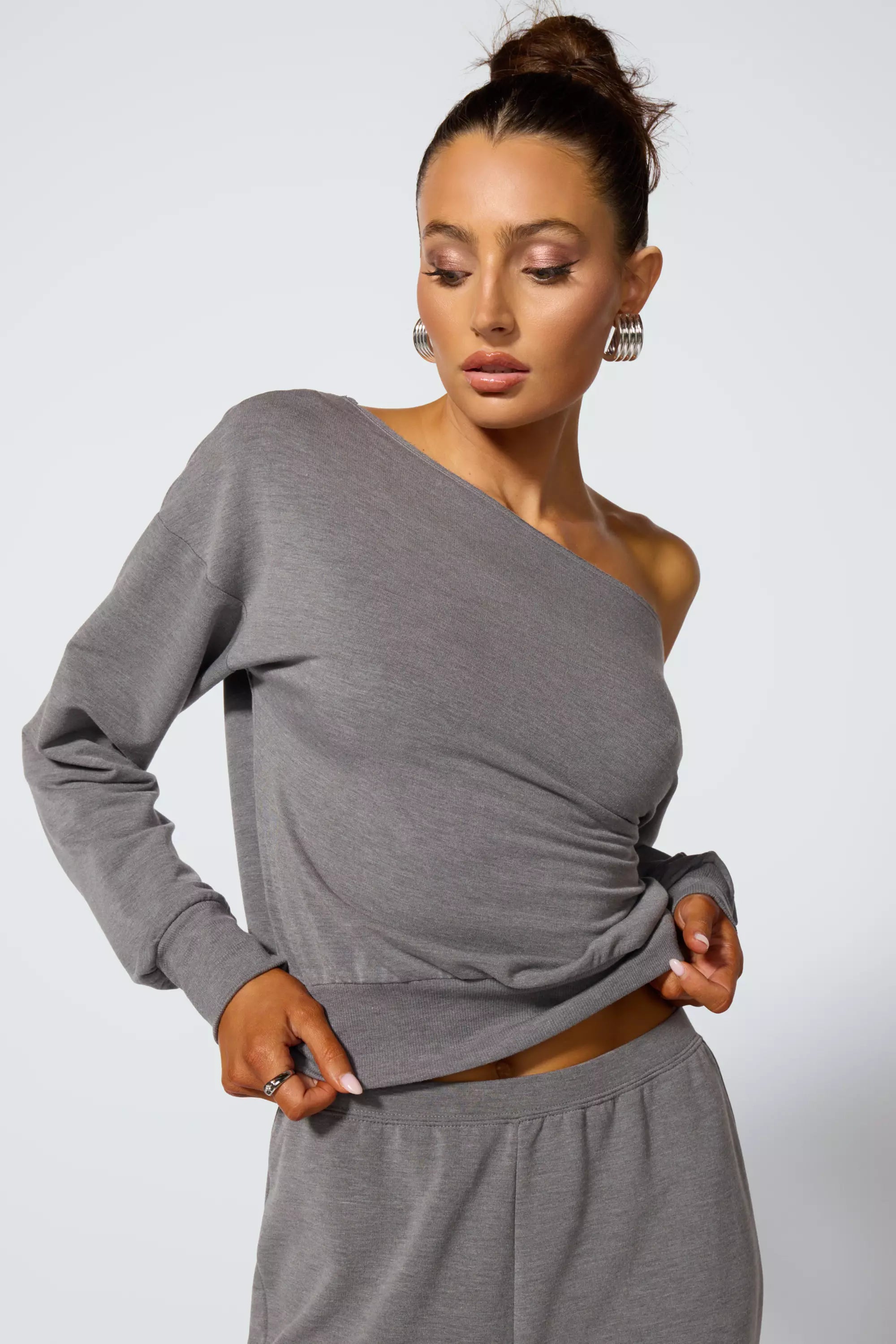 Cozy Fleece Flashdance Sweatshirt - Htr Steel Grey