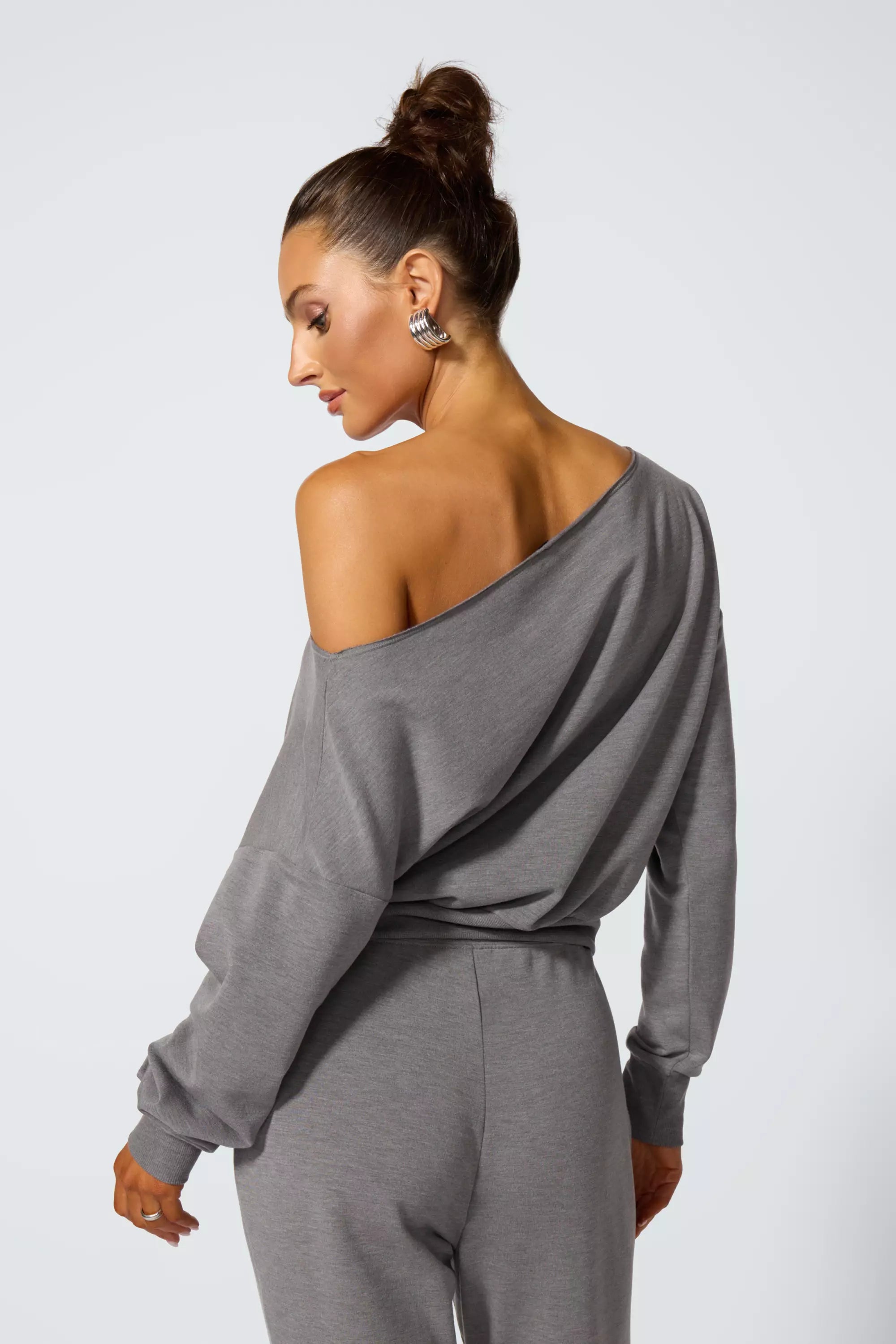 Cozy Fleece Flashdance Sweatshirt - Htr Steel Grey