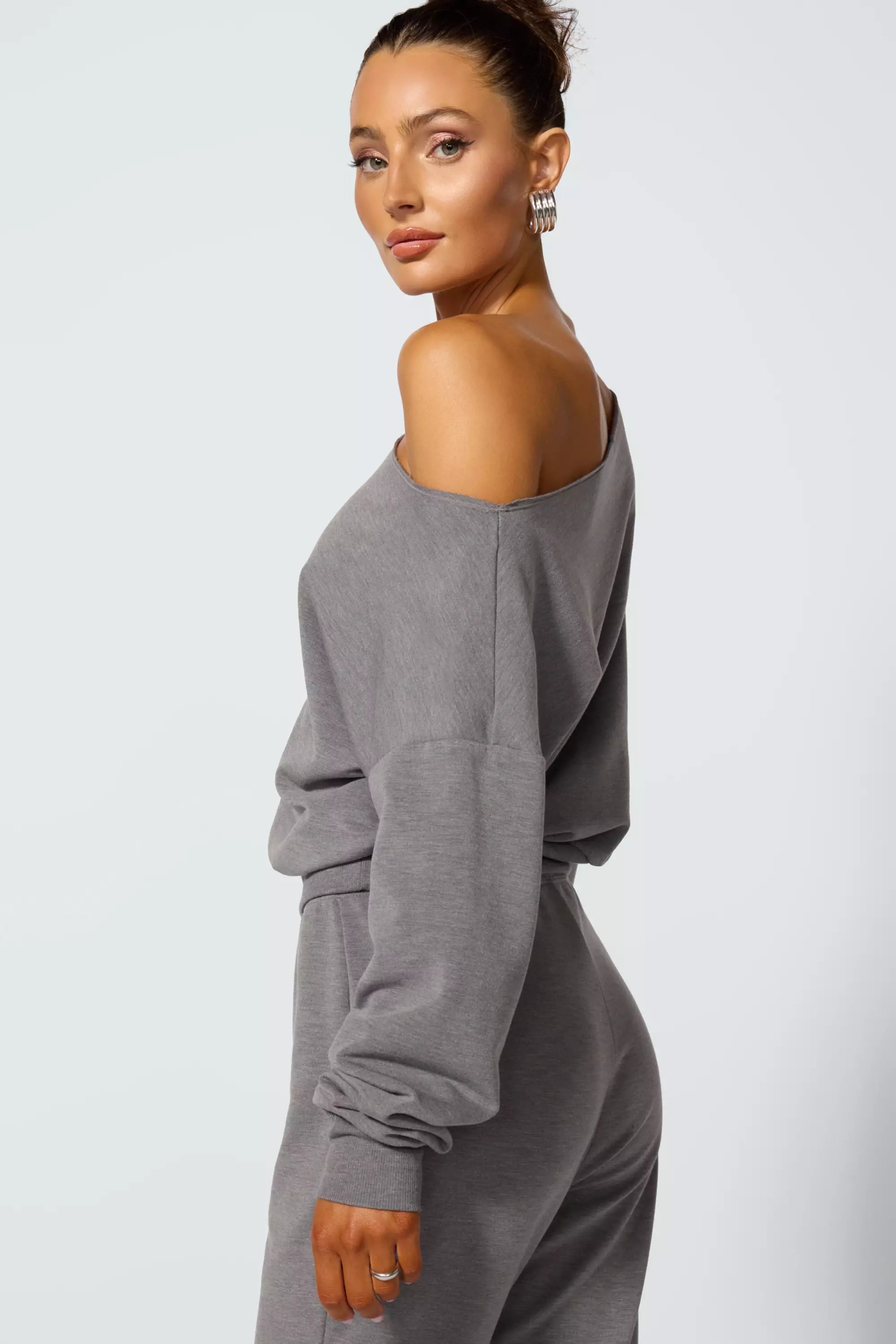 Cozy Fleece Flashdance Sweatshirt - Htr Steel Grey