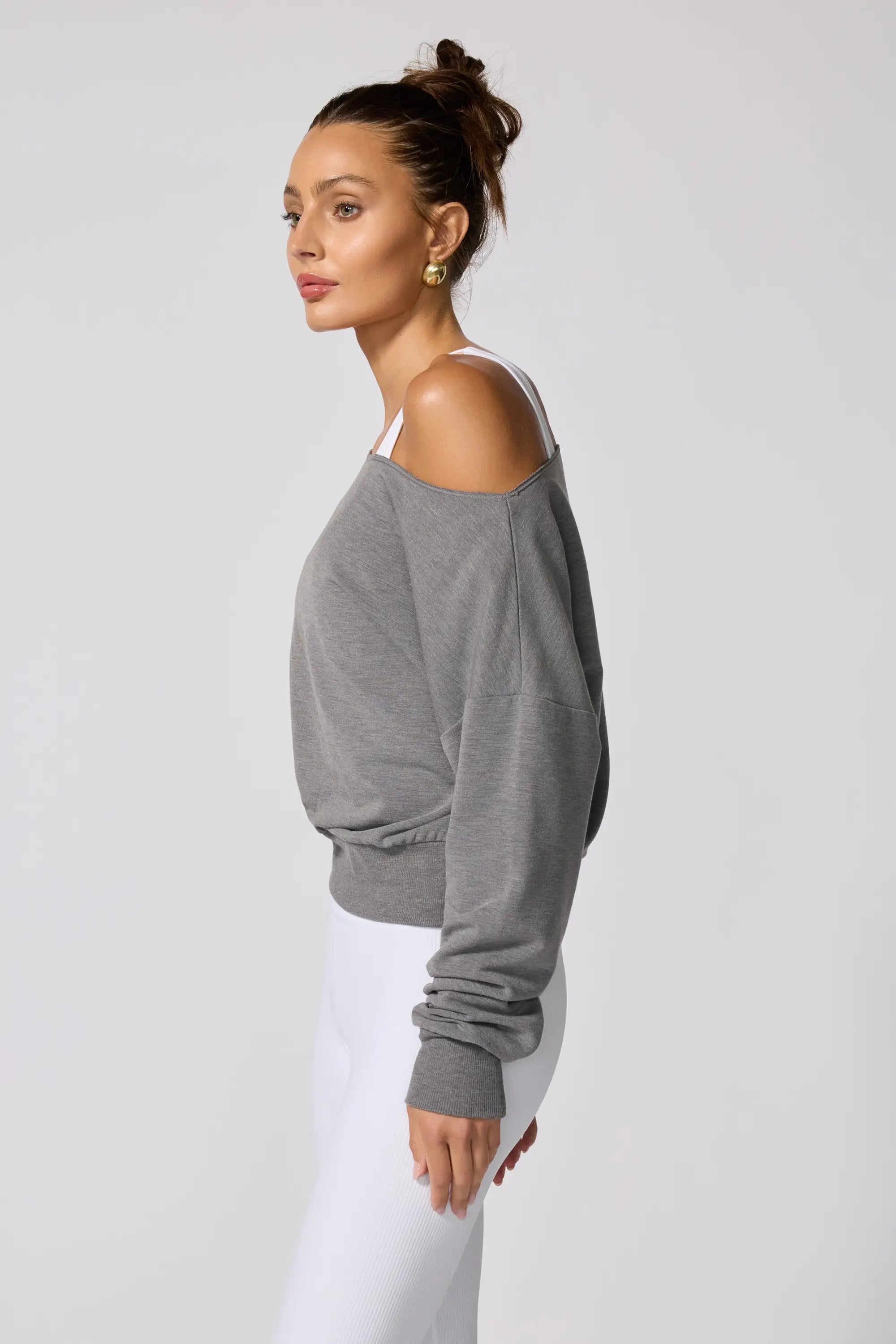 Cozy Fleece Flashdance Sweatshirt - Htr Steel Grey