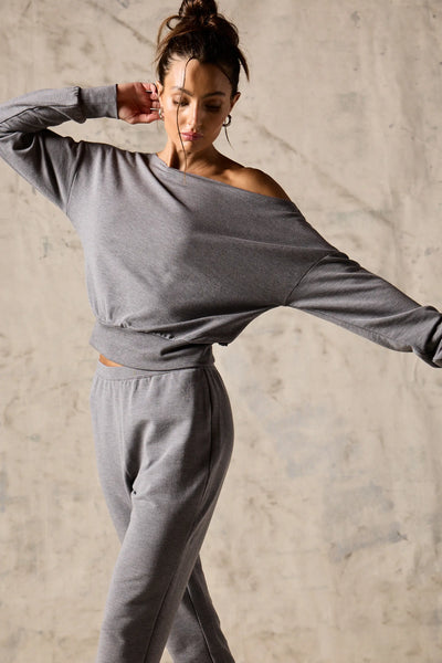 Cozy Fleece Flashdance Sweatshirt - Htr Steel Grey | MPG Sport
