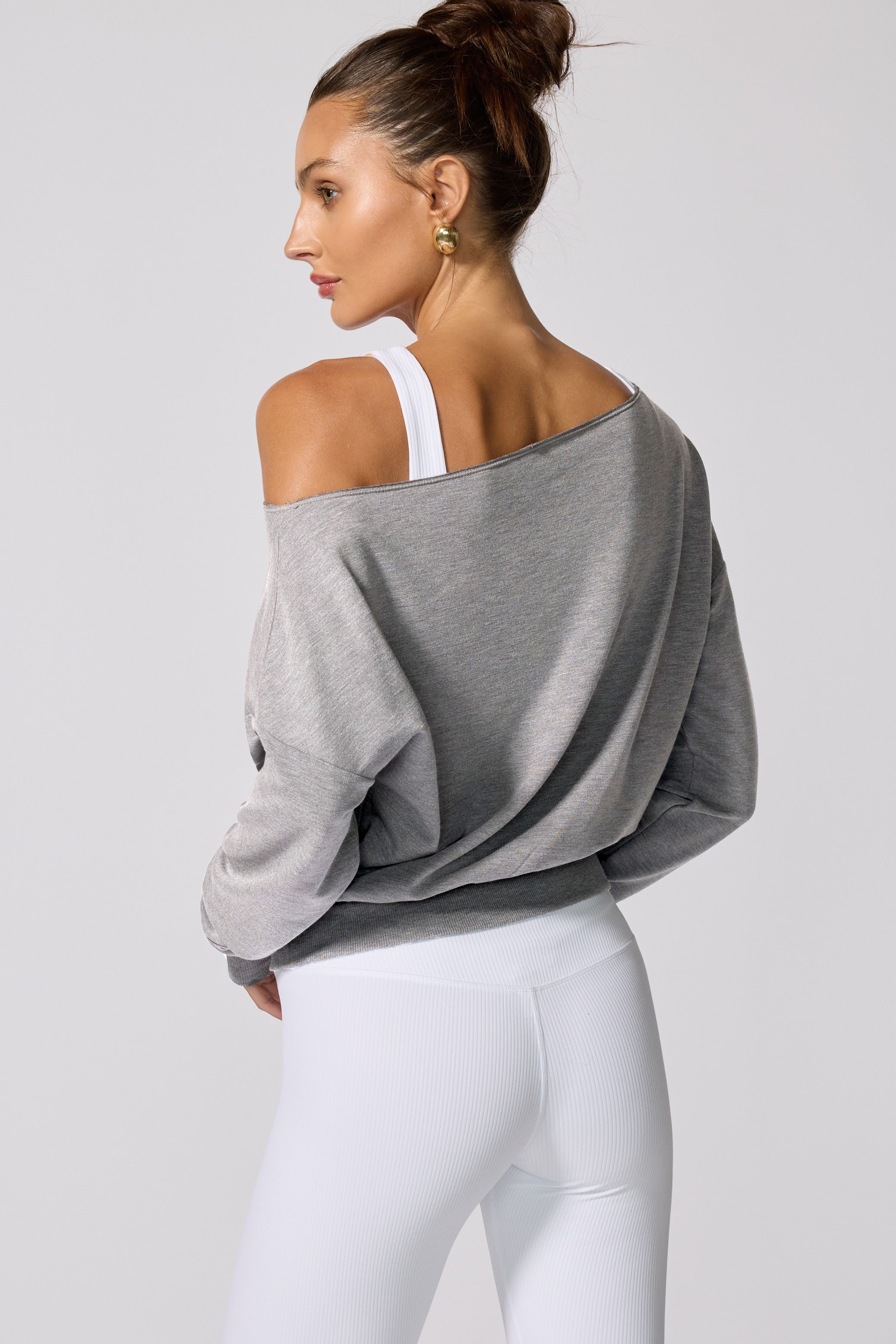 Cozy Fleece Flashdance Sweatshirt - Htr Concrete