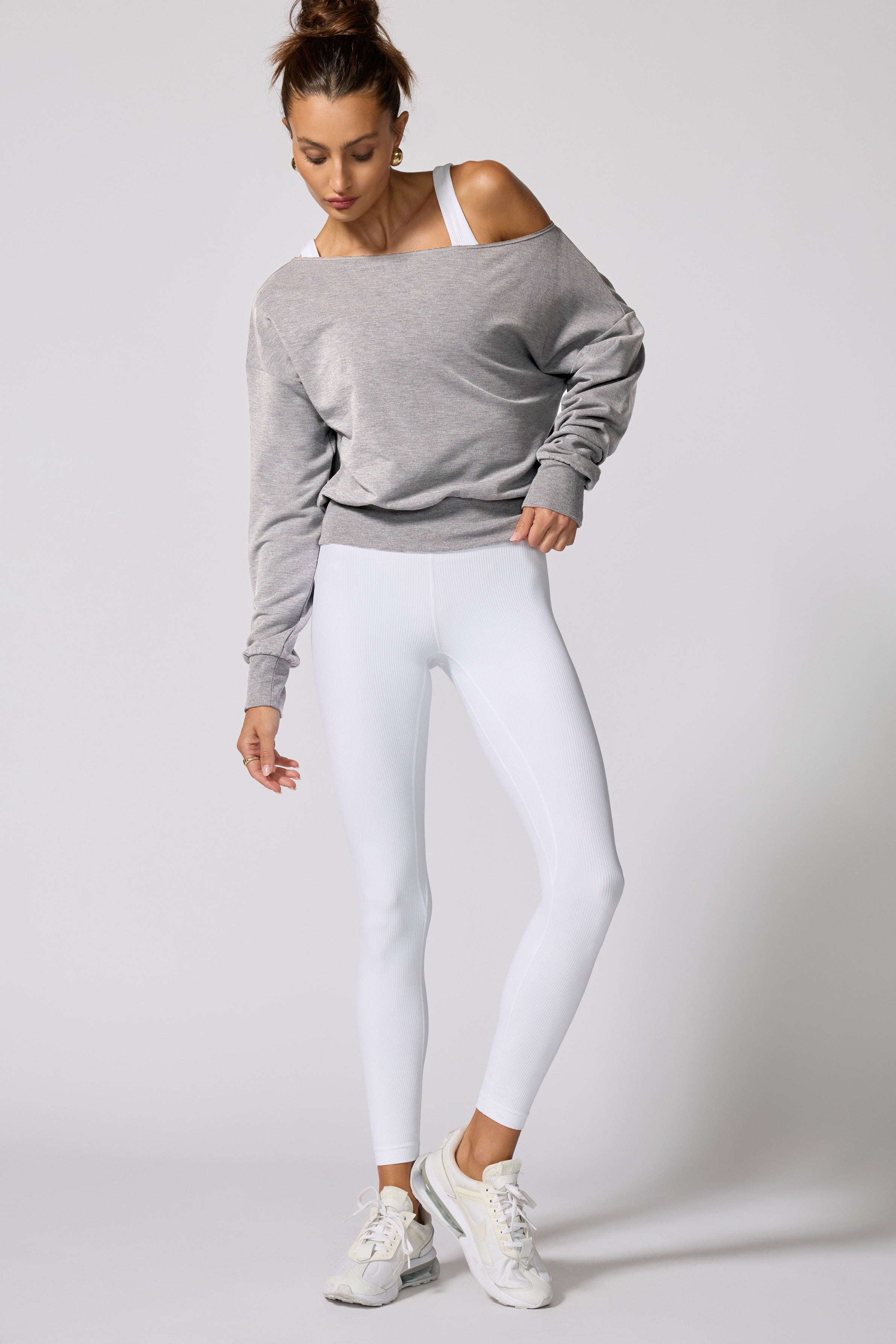 Cozy Fleece Flashdance Sweatshirt - Htr Concrete