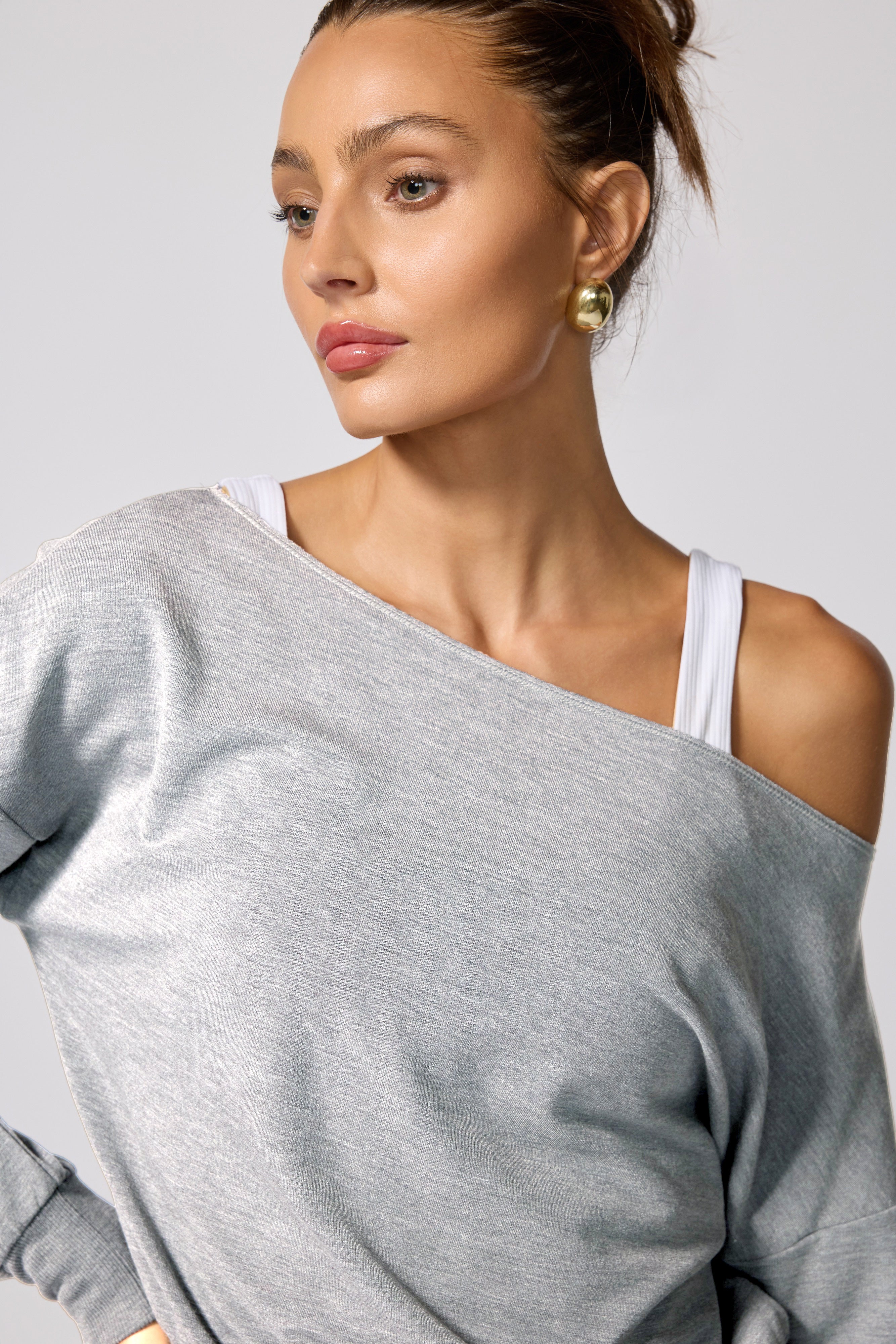 Cozy Fleece Flashdance Sweatshirt - Htr Concrete