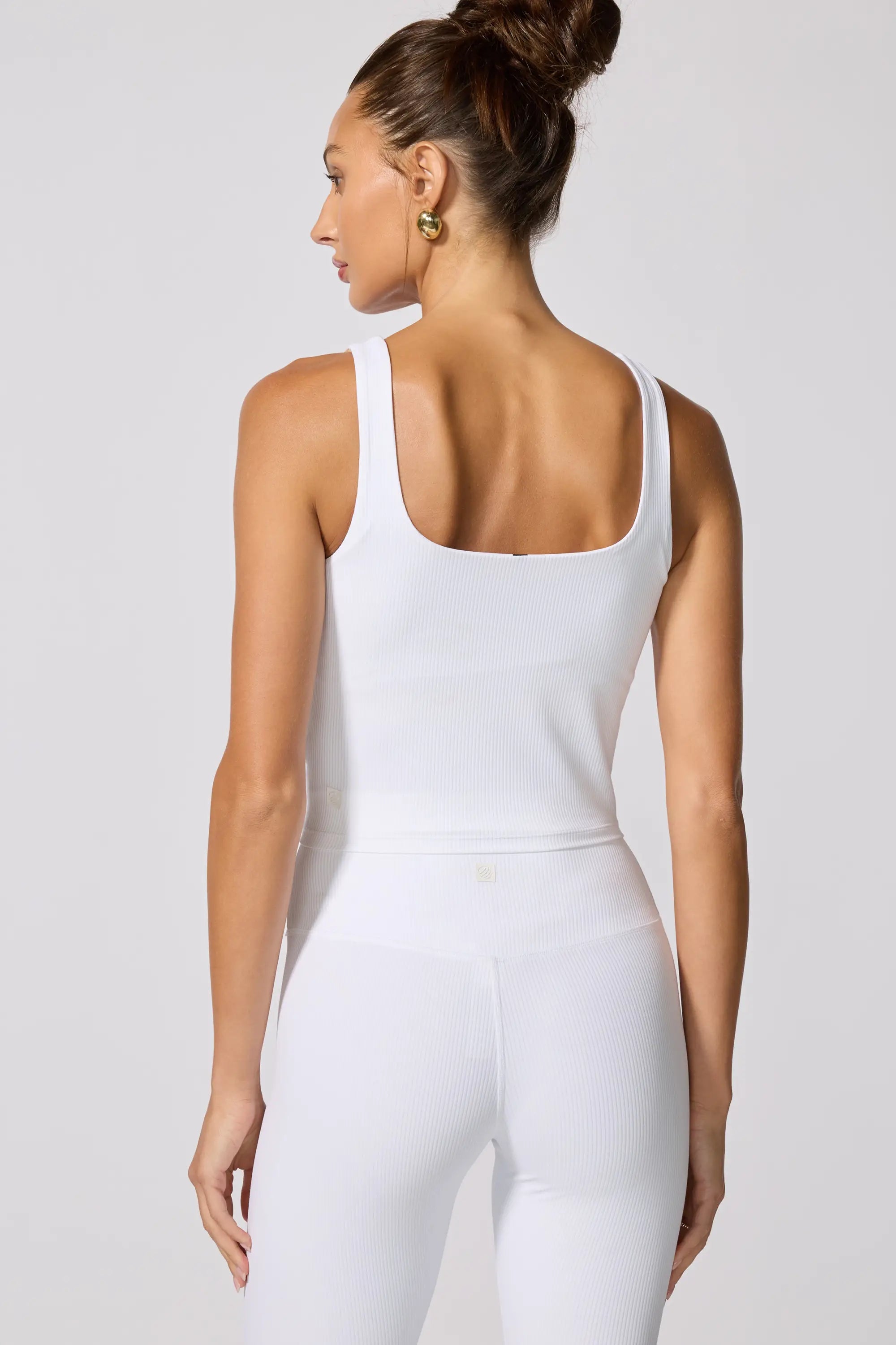 Ribbed Crop Tank with Support - Brilliant White