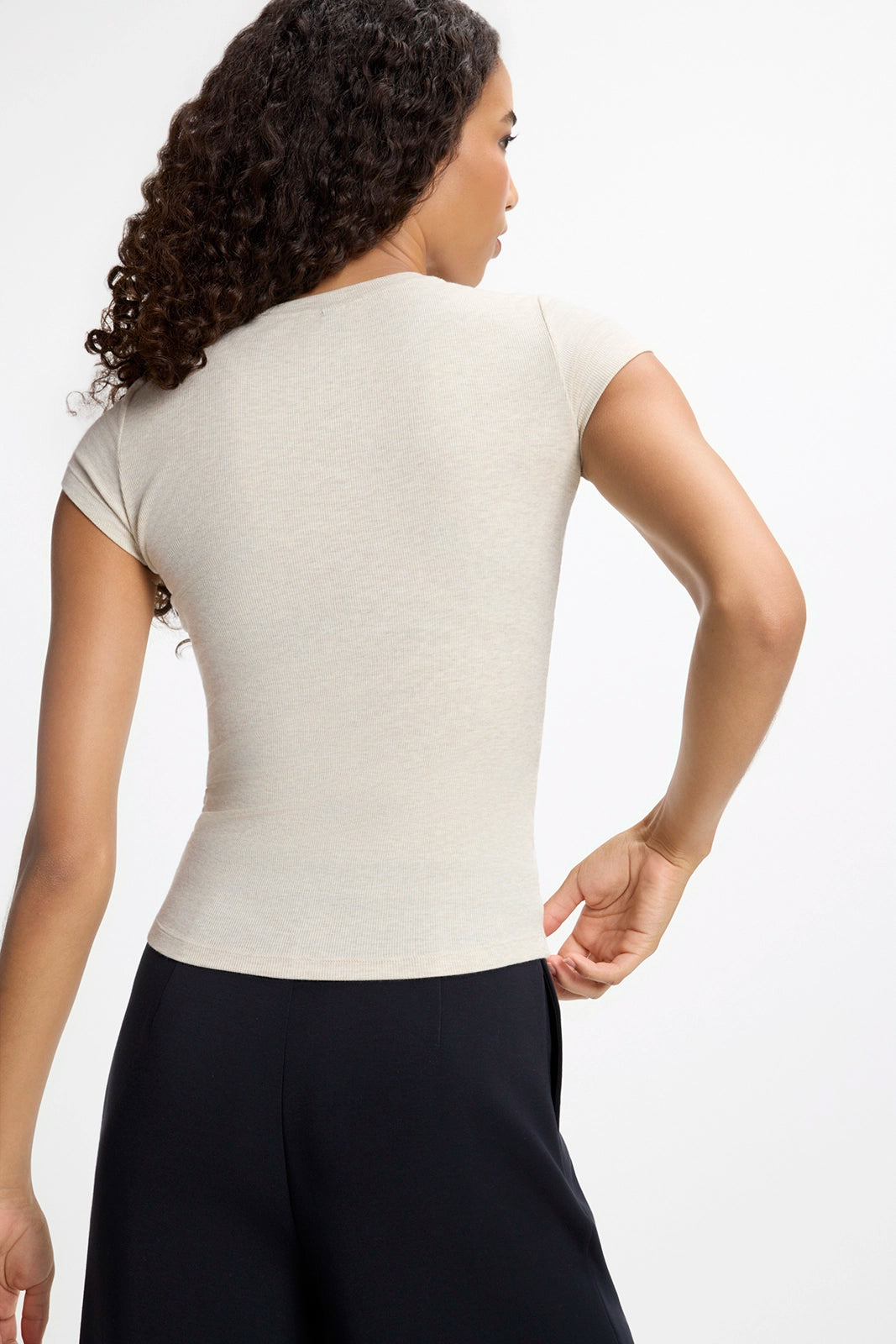 Baby Rib Tee - Htr Brown Rice