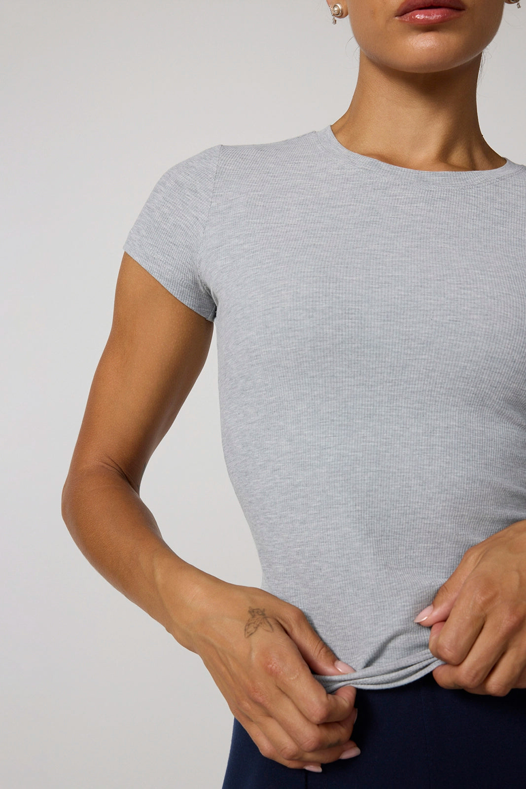 Baby Rib Tee - Htr Concrete