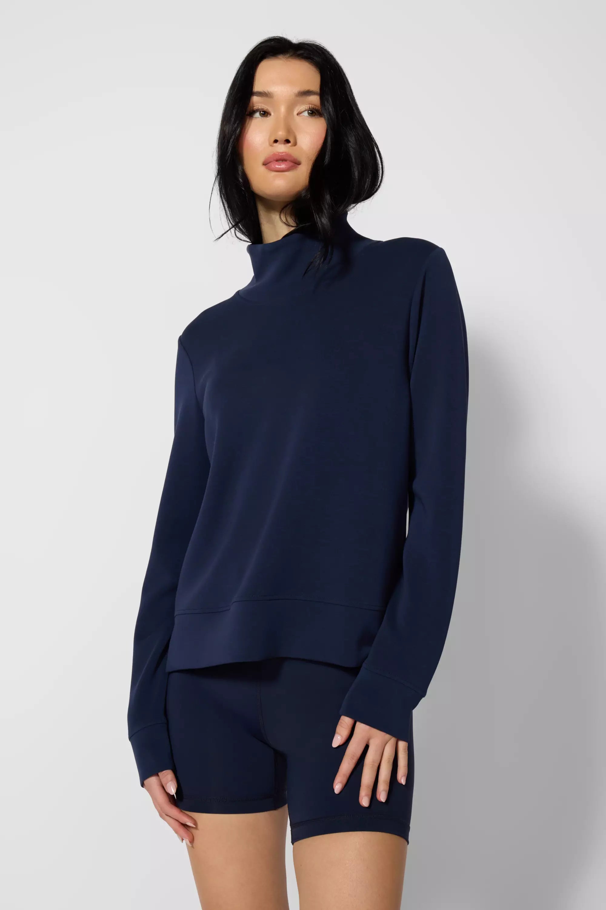 Dreamweave Mock Neck Sweatshirt - Navy Blazer