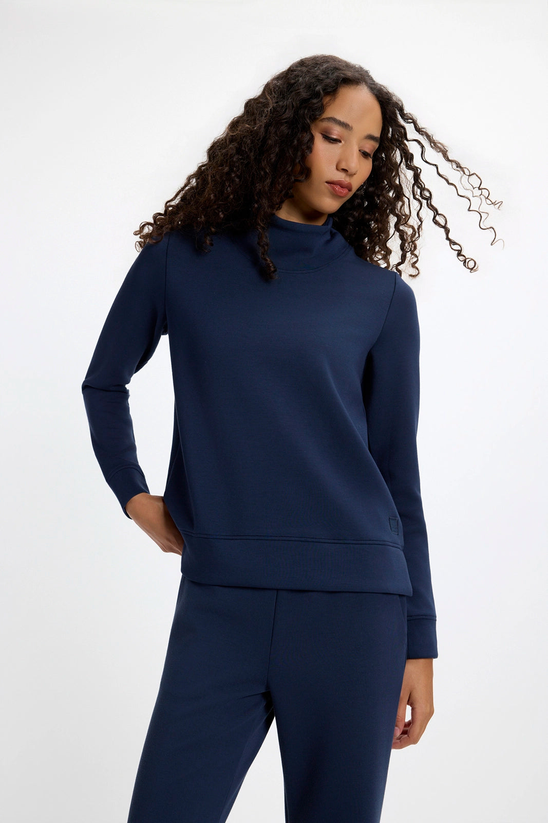 Dreamweave™ Mock Neck Sweatshirt - Navy Blazer