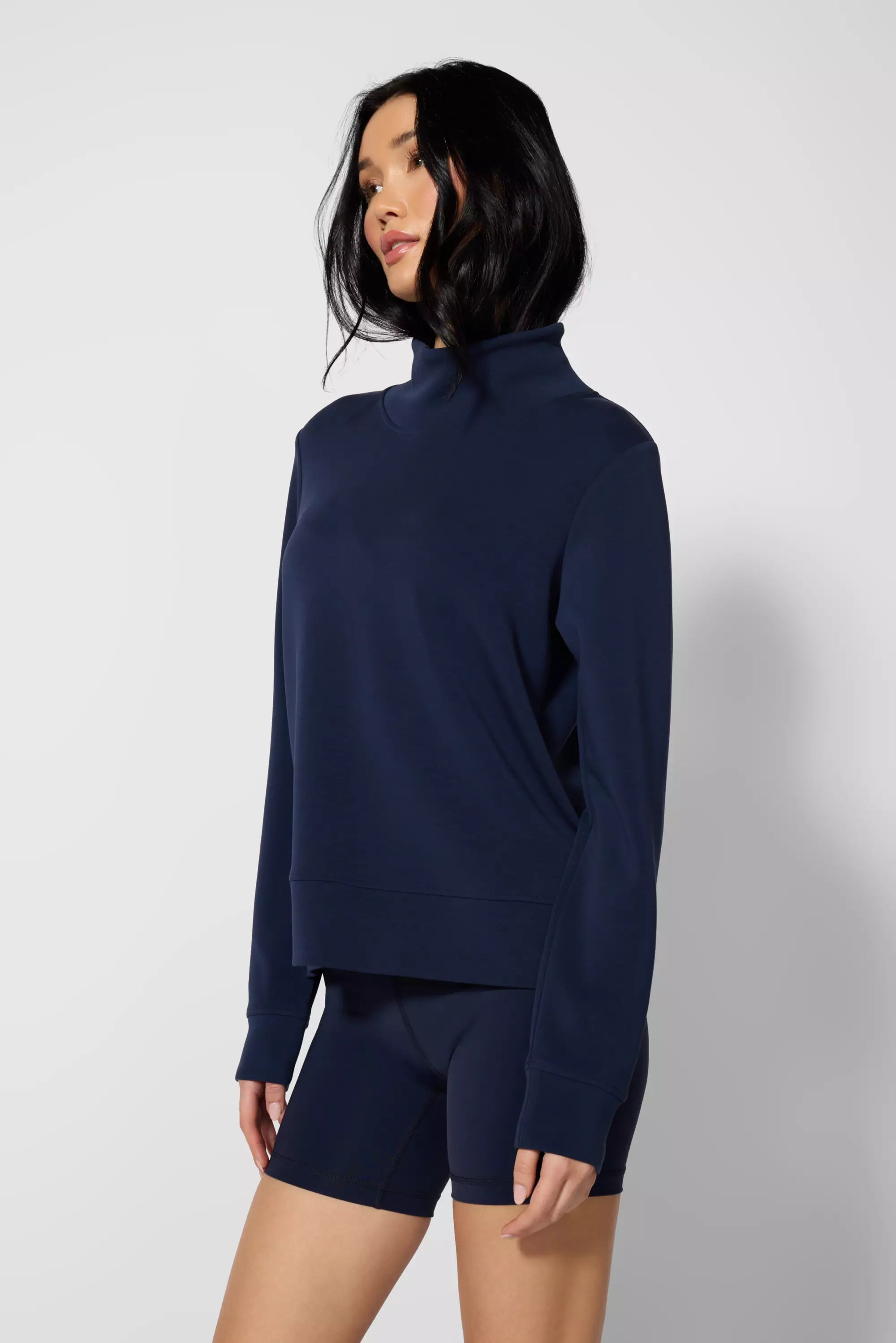 Dreamweave Mock Neck Sweatshirt - Navy Blazer