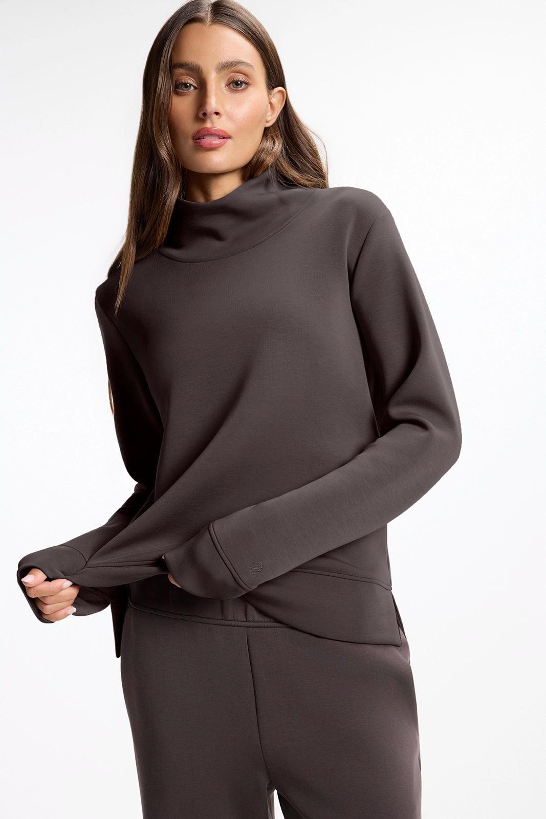 Dreamweave™ Mock Neck Sweatshirt - Java