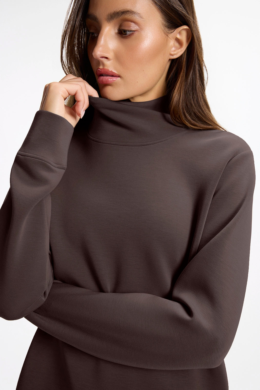 Dreamweave™ Mock Neck Sweatshirt - Java