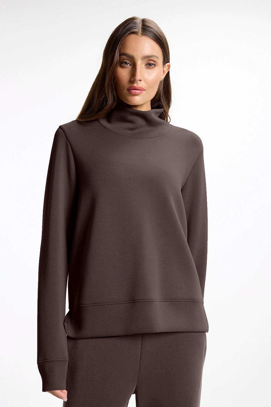 Dreamweave™ Mock Neck Sweatshirt - Java