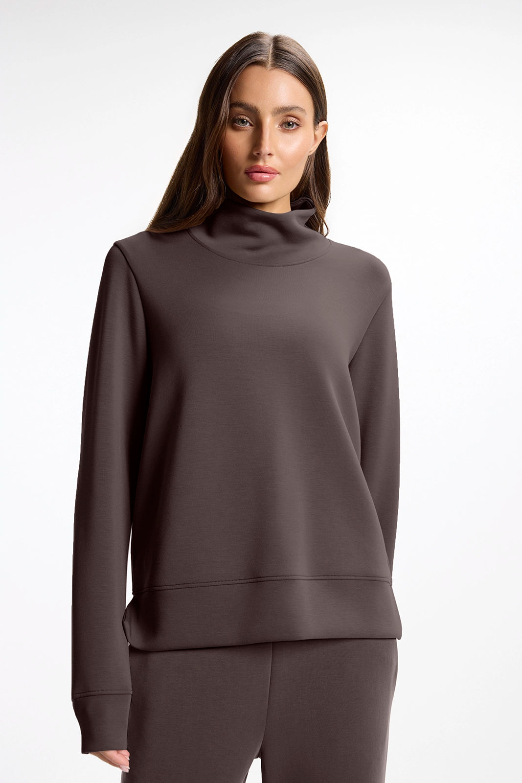 Dreamweave™ Mock Neck Sweatshirt - Java
