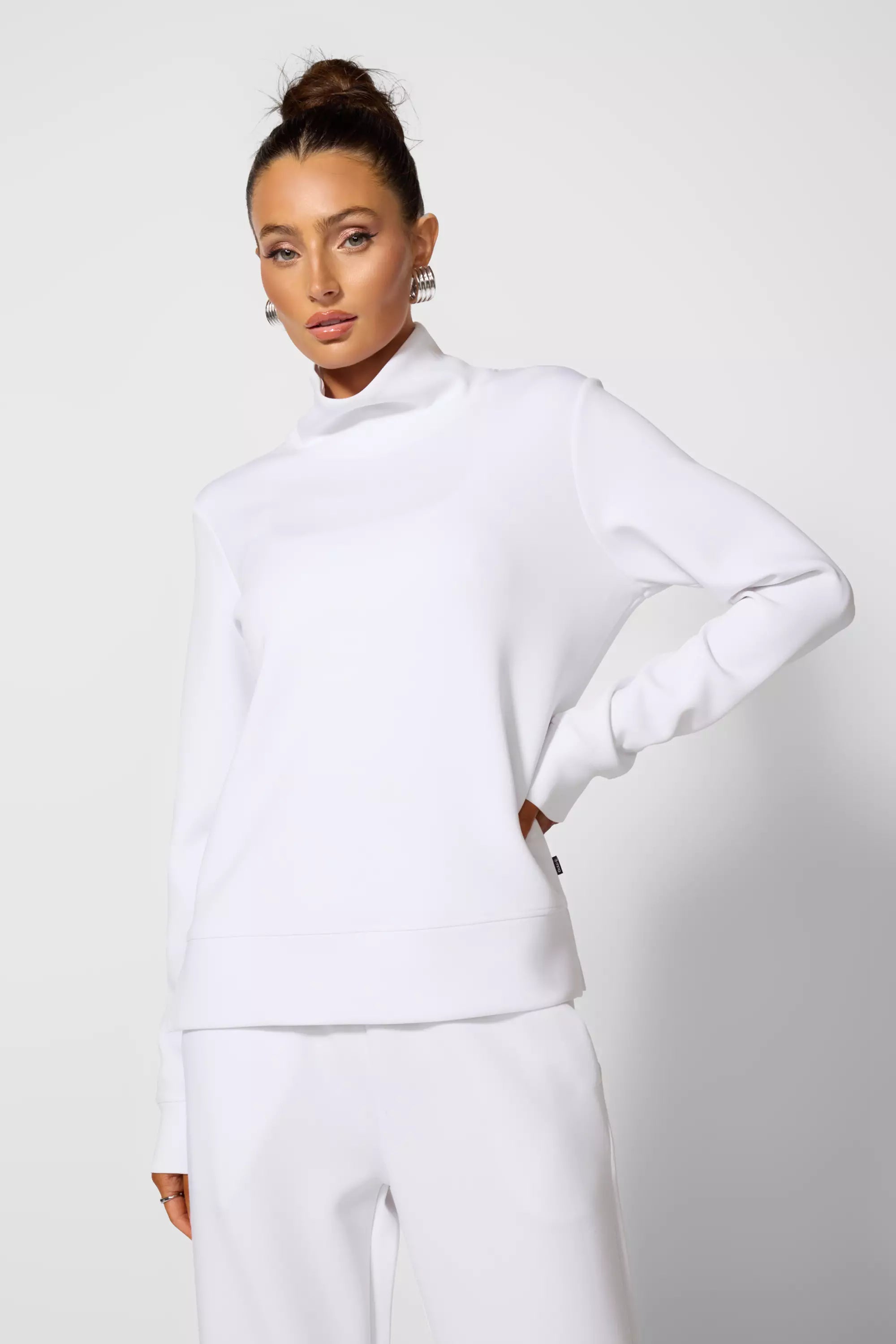 Dreamweave Mock Neck Sweatshirt - Brilliant White