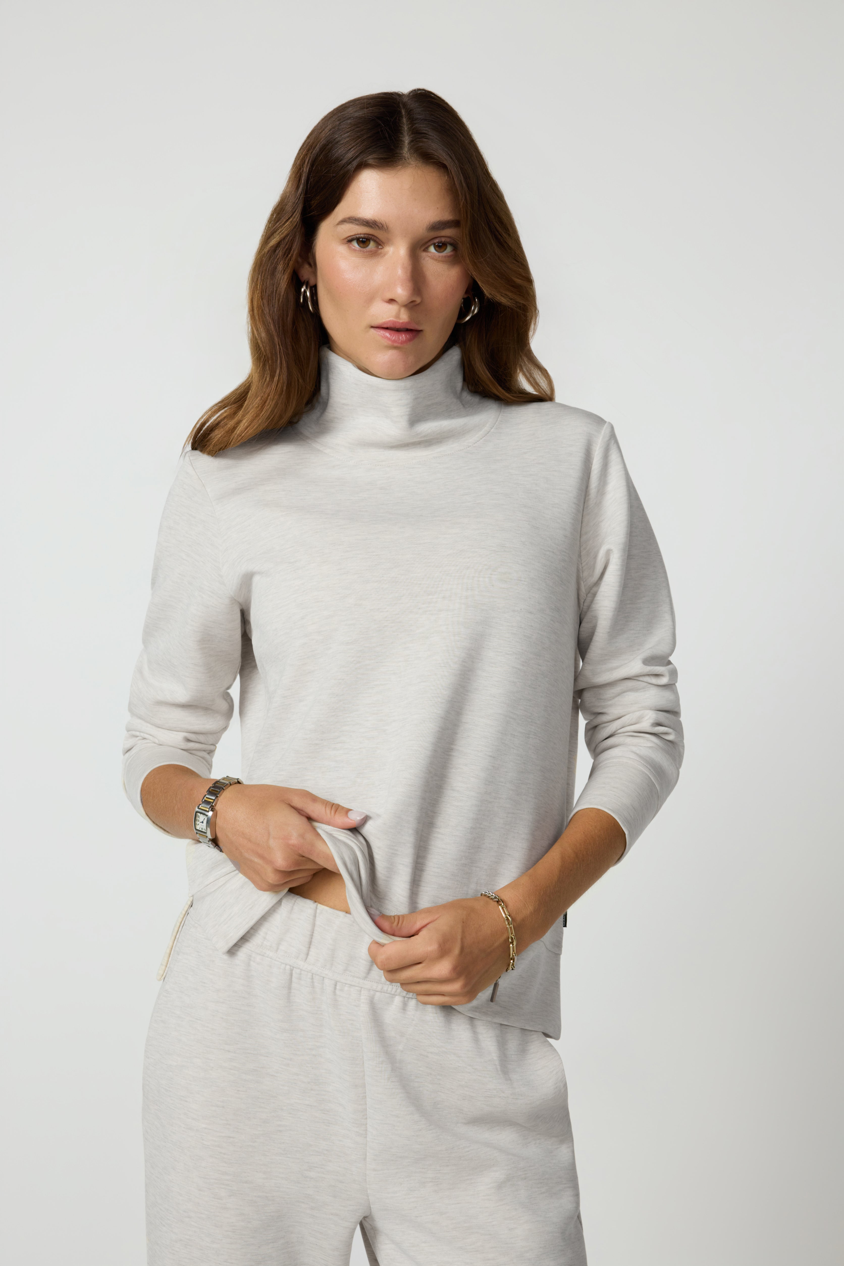 Dreamweave Mock Neck Sweatshirt - Htr Moonbeam
