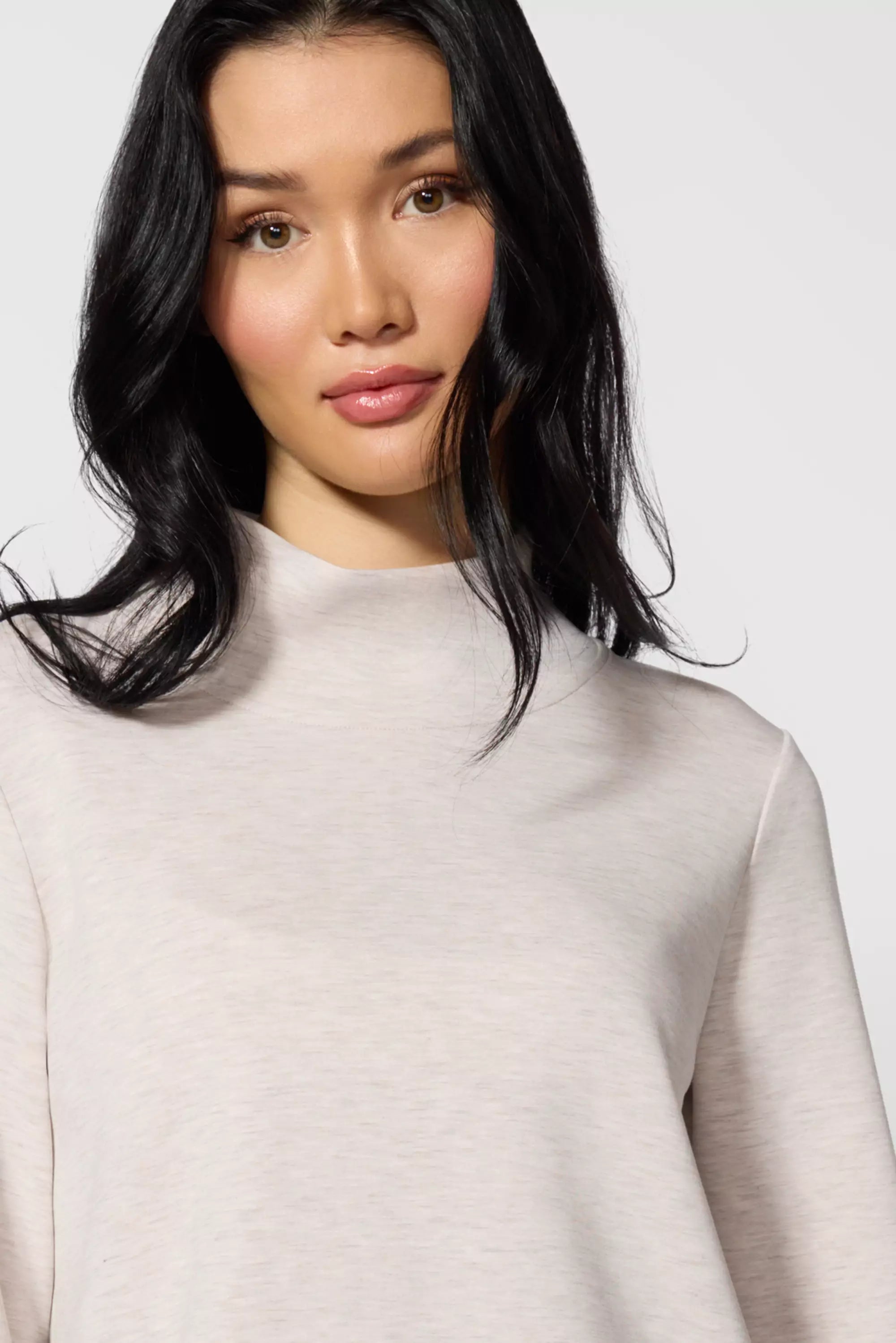 Dreamweave Mock Neck Sweatshirt - Htr Birch