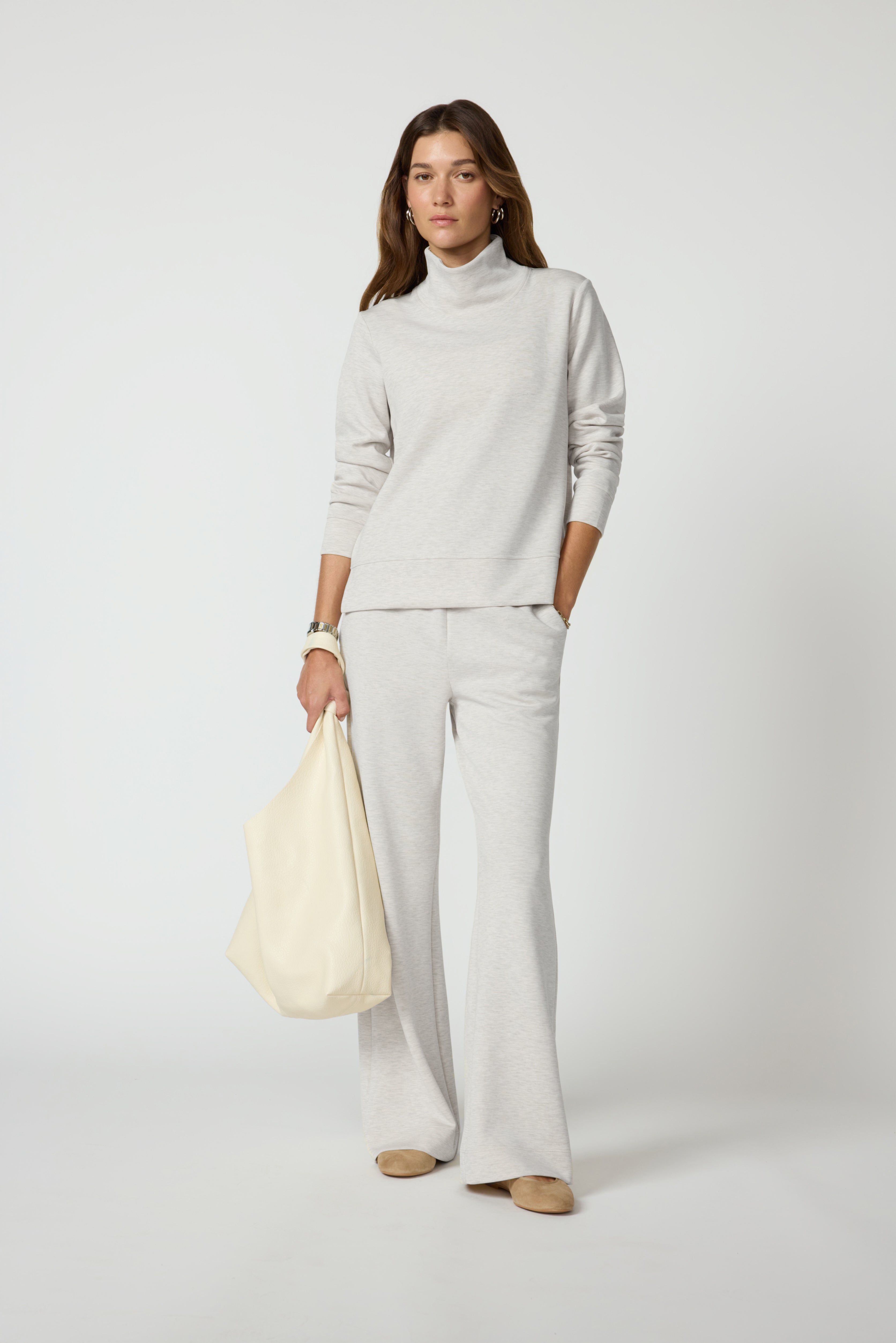 Dreamweave Mock Neck Sweatshirt - Htr Moonbeam