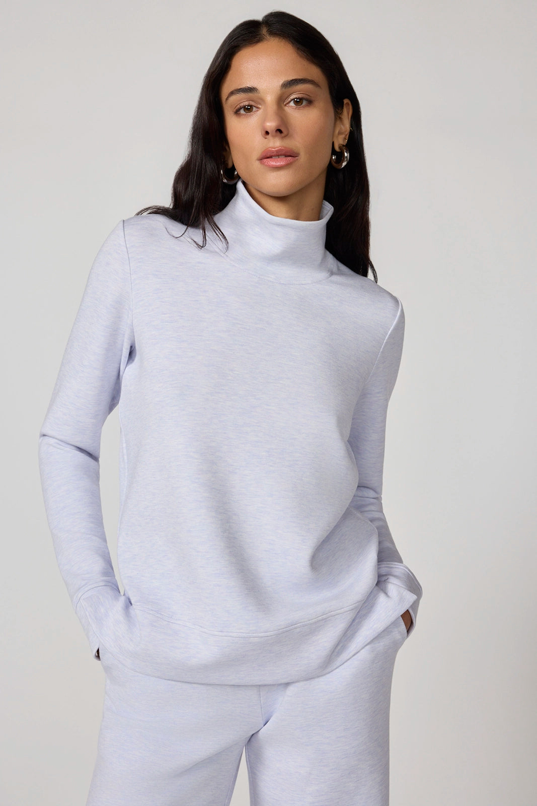 Dreamweave Mock Neck Sweatshirt - Htr Sweet Lavender