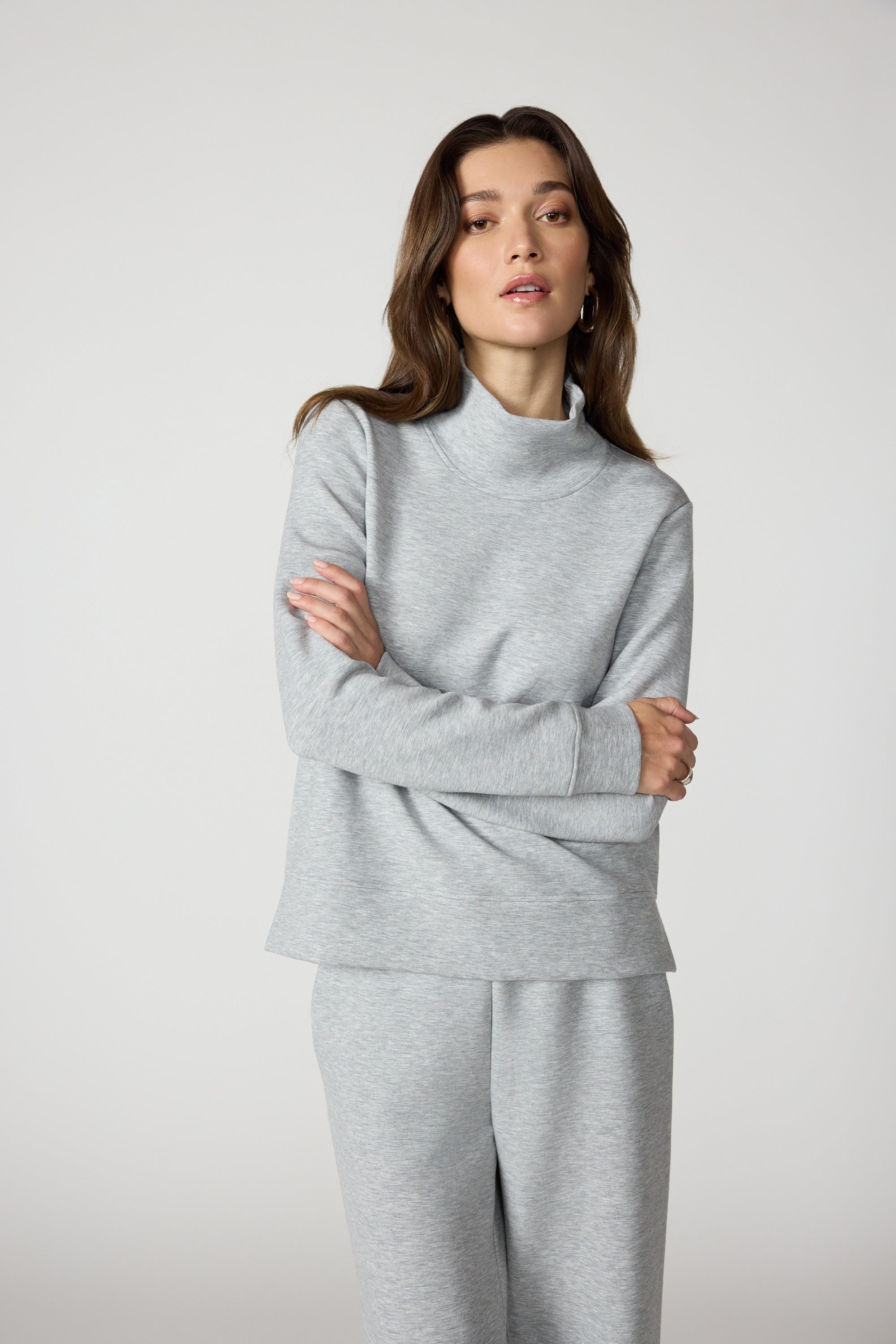 Dreamweave Mock Neck Sweatshirt - Htr Concrete