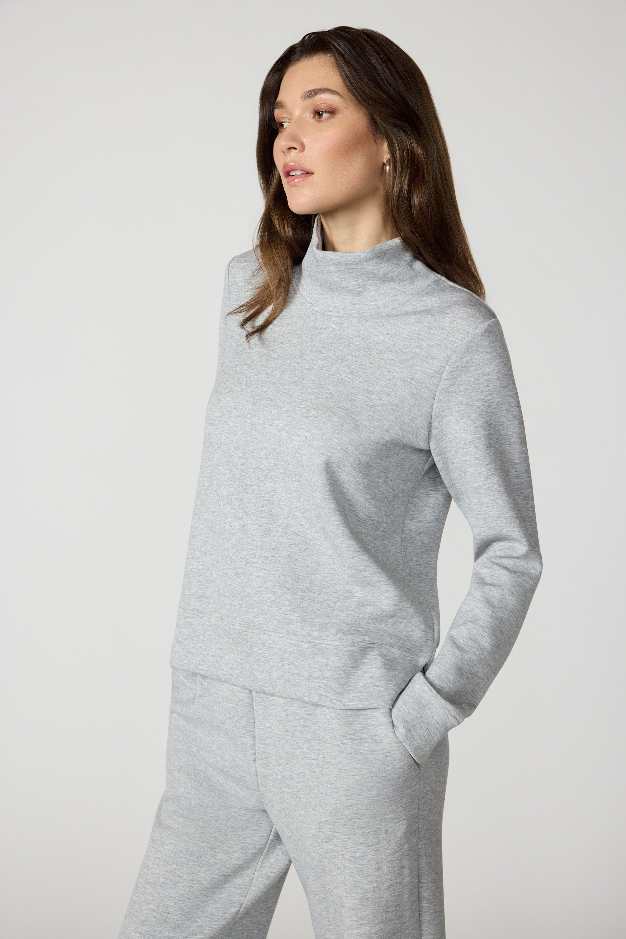 Dreamweave Mock Neck Sweatshirt - Htr Concrete