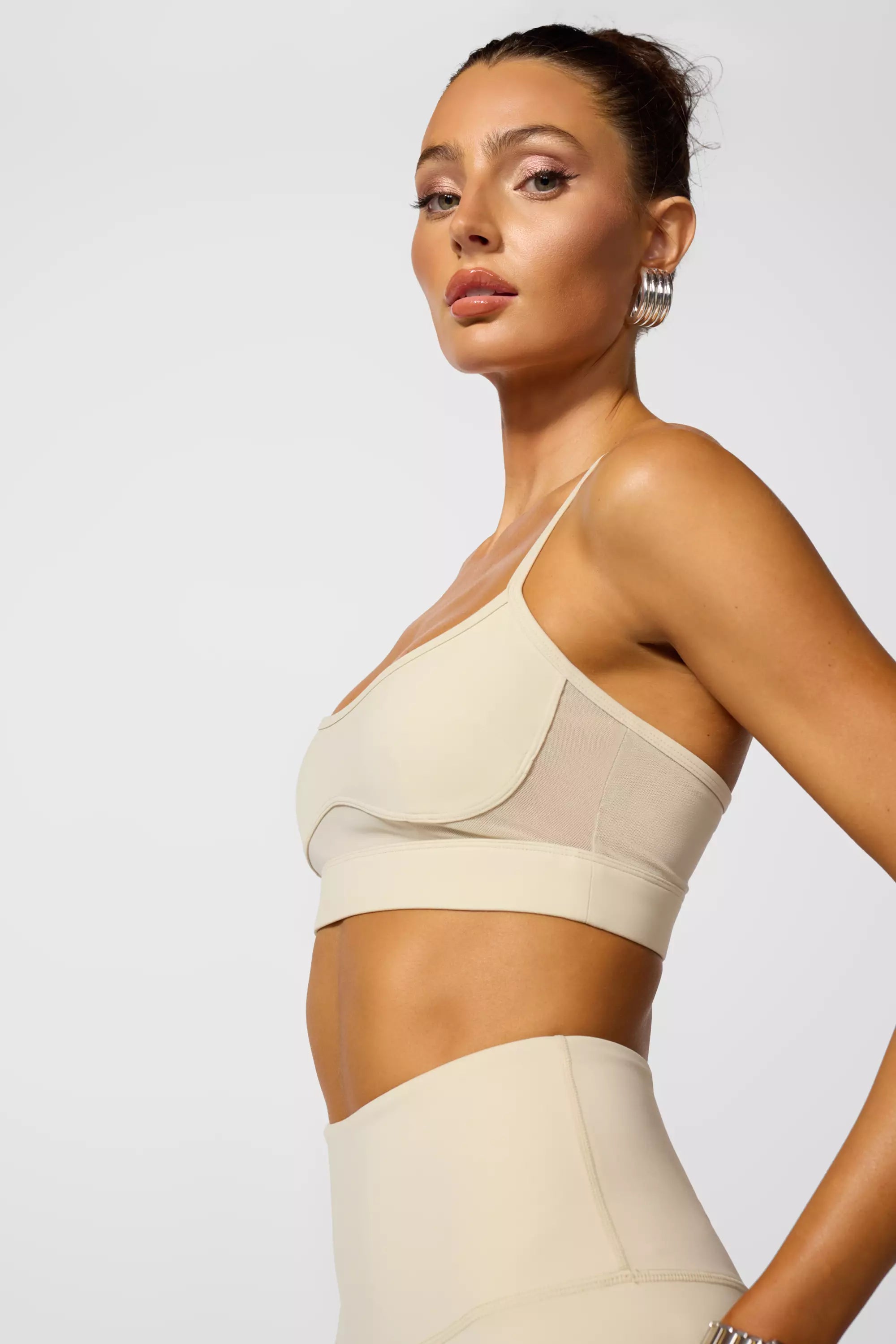 Sculpt Cross Back Bra - Brown Rice