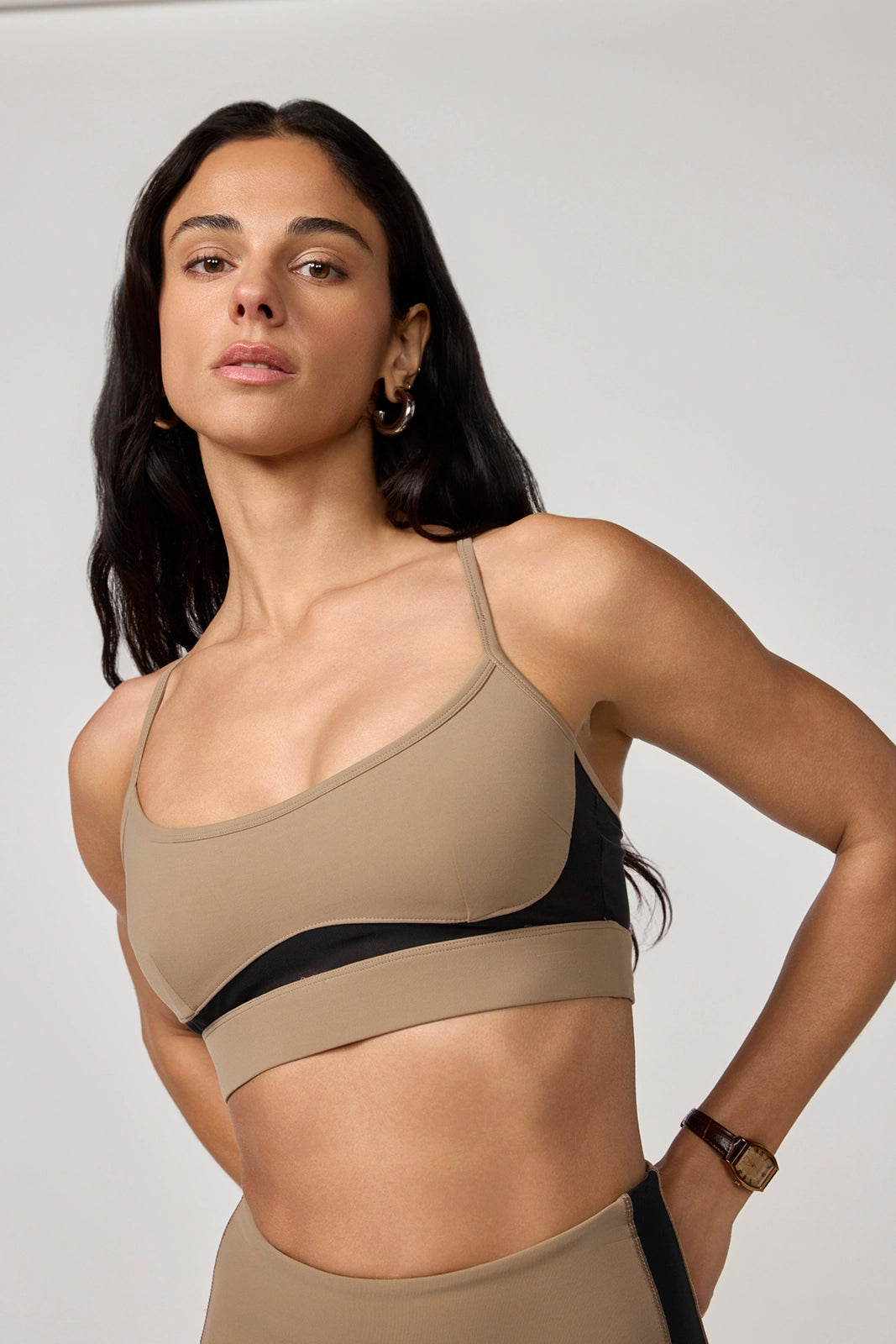 Sculpt Cross Back Bra - Caribou/Black