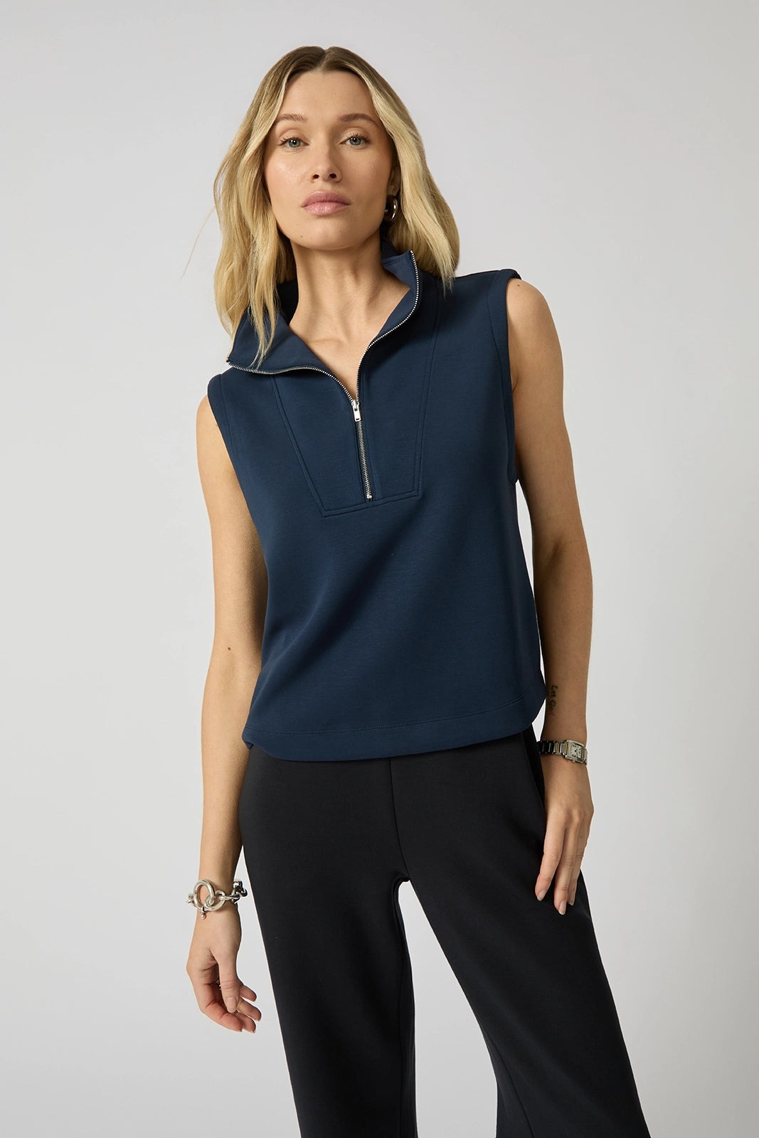 Dreamweave™ Half Zip Mock Neck Tank - Navy Blazer