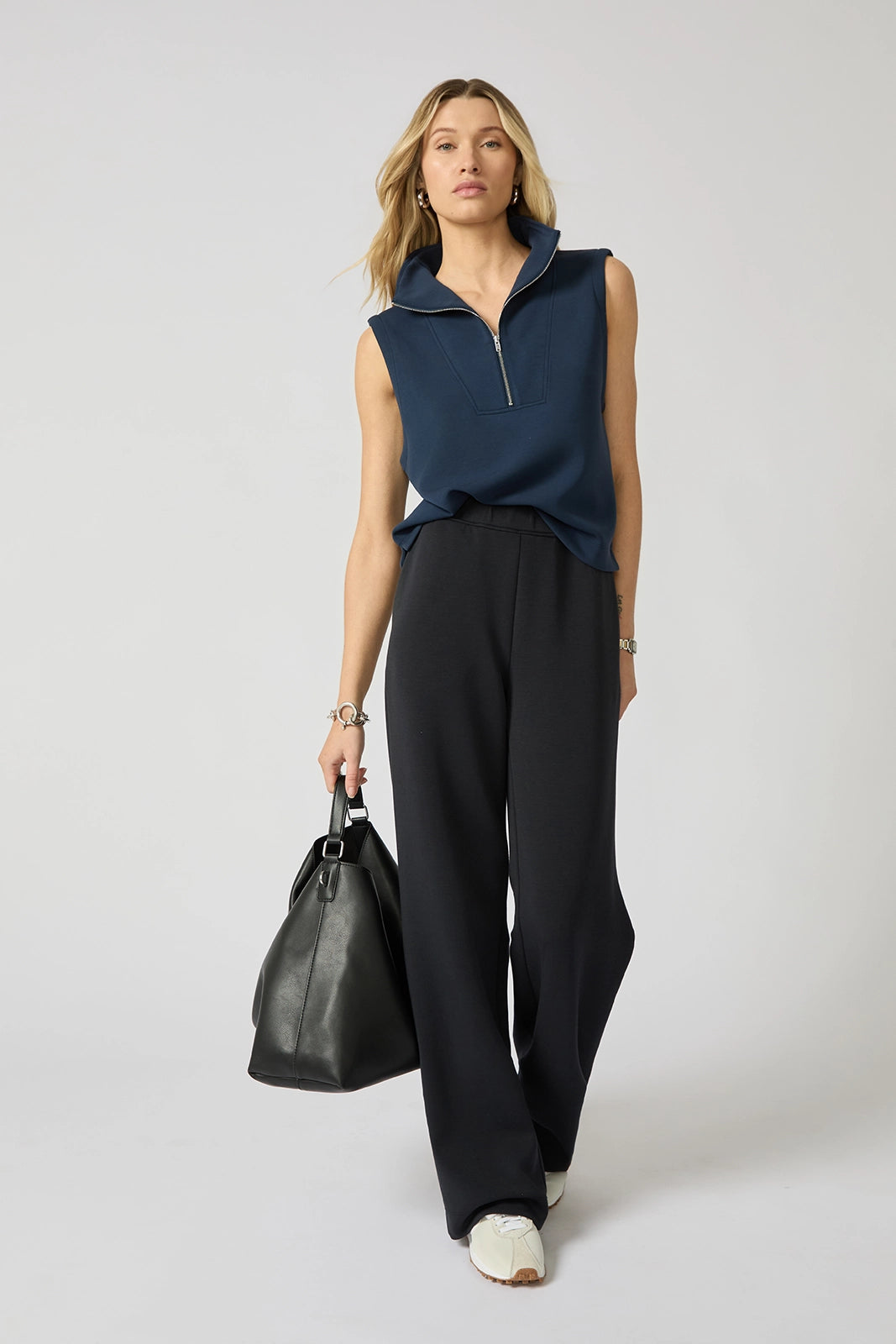 Dreamweave™ Half Zip Mock Neck Tank - Navy Blazer