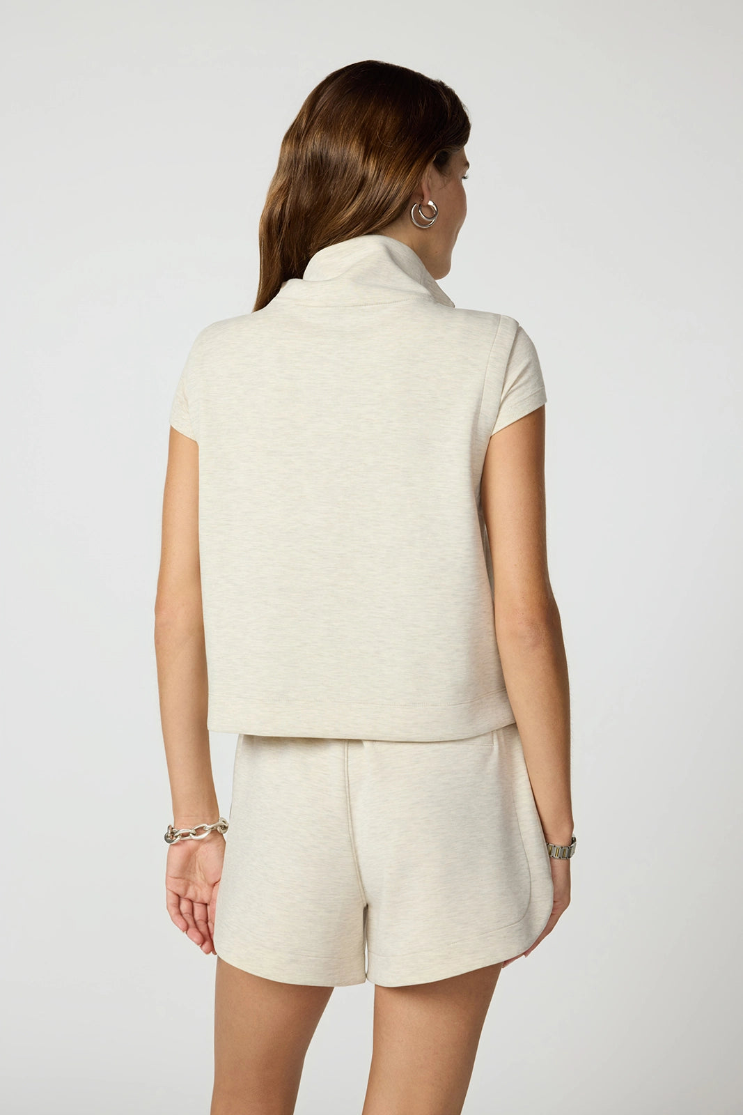 Dreamweave Half Zip Mock Neck Tank - Htr Brown Rice