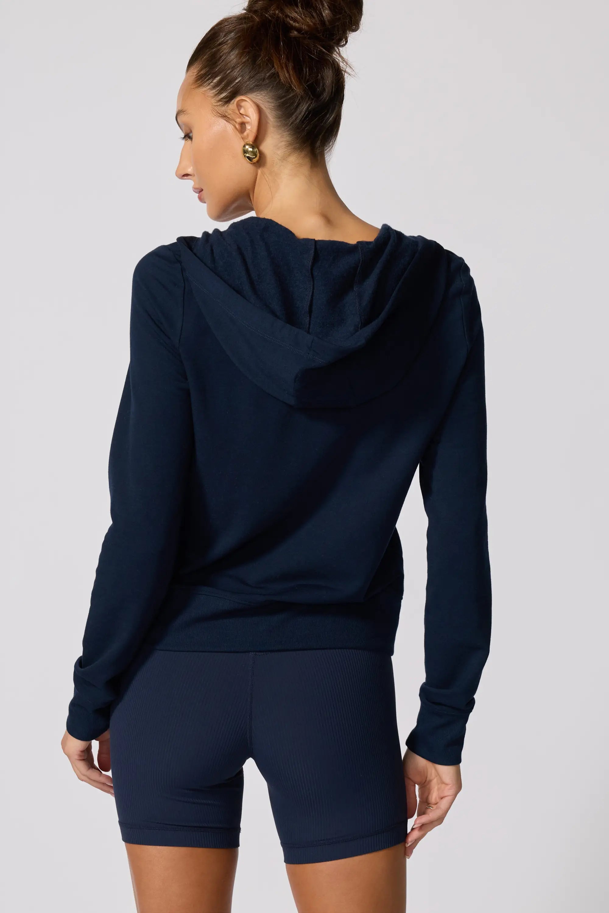 Cozy Fleece Full Zip Slim Hoodie - Navy Blazer