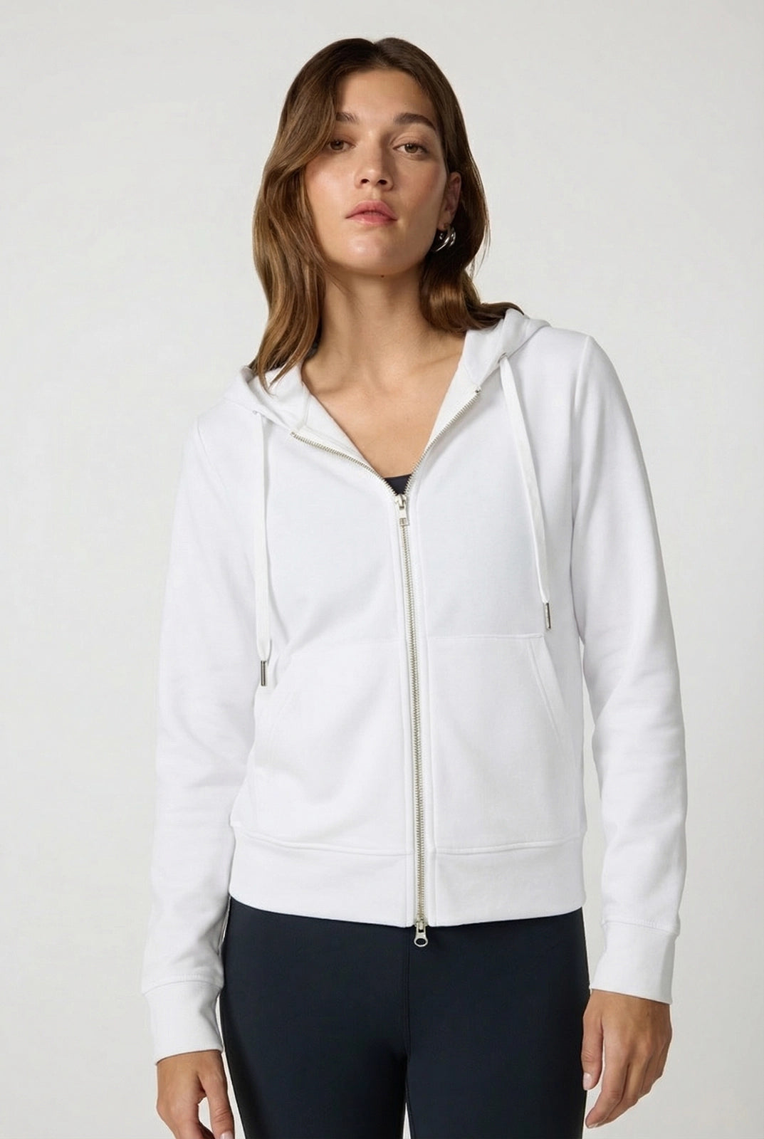 Cozy Fleece Full Zip Hoodie - Brilliant White