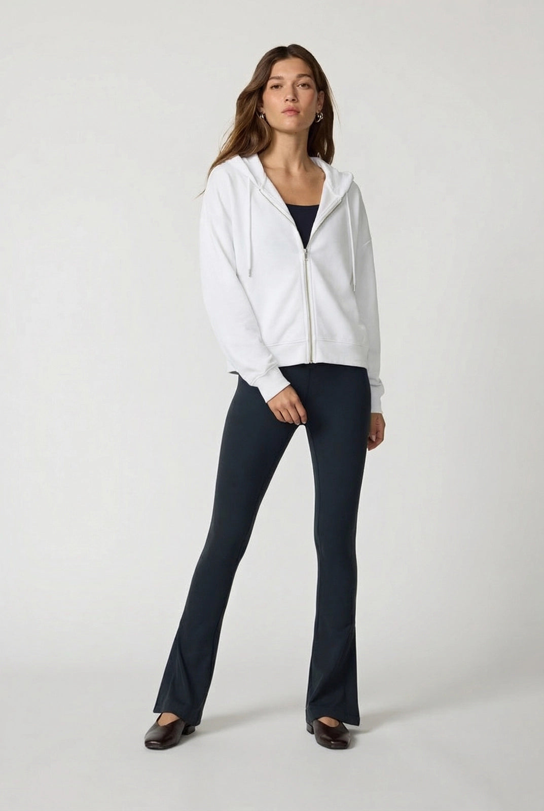 Cozy Fleece Full Zip Slim Hoodie - Brilliant White