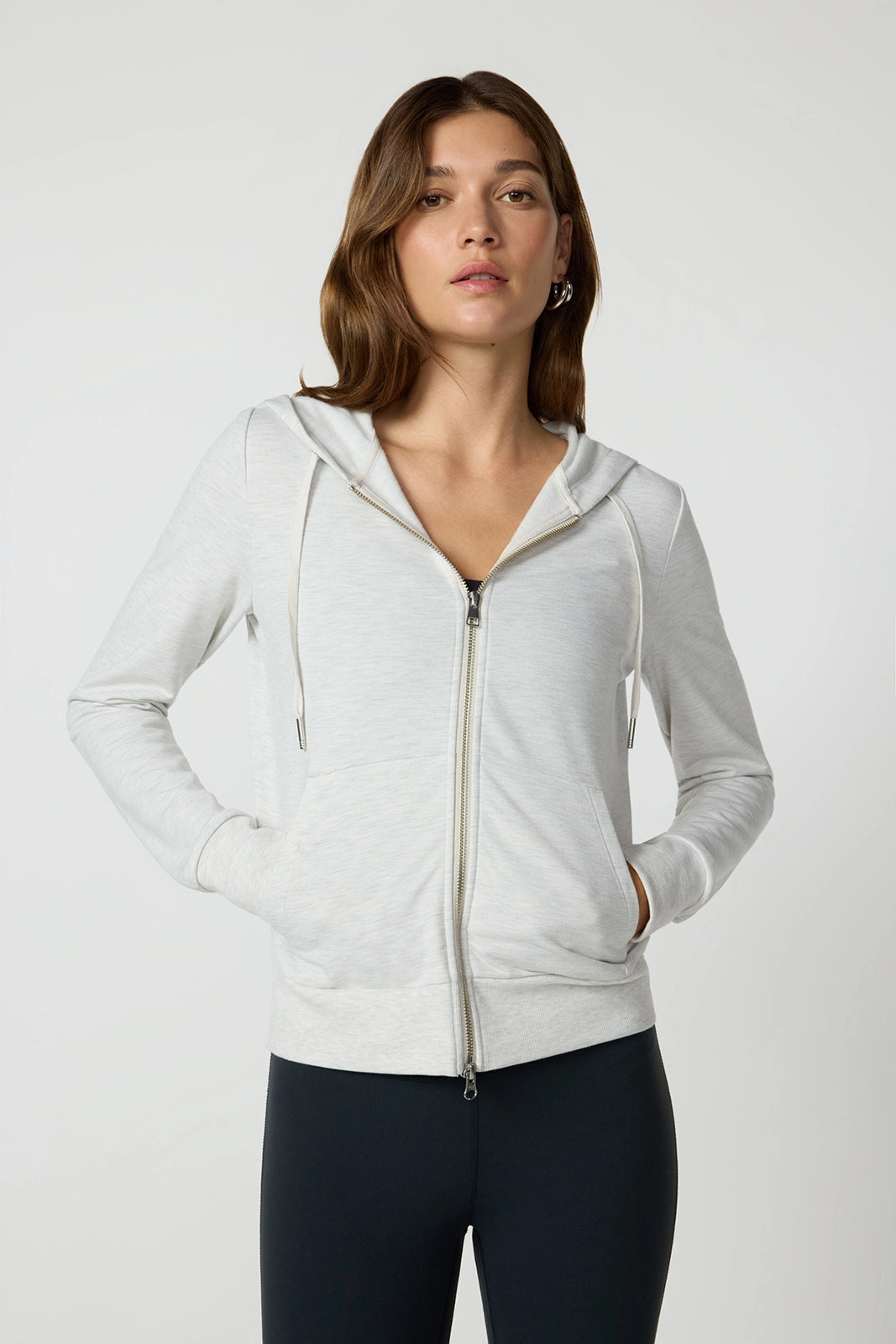 Cozy Fleece Full Zip Hoodie Htr Moonbeam