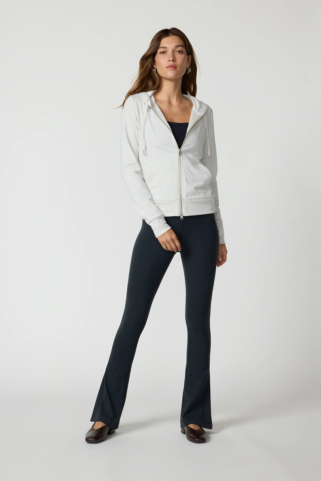 Cozy Fleece Full Zip Slim Hoodie - Htr Moonbeam