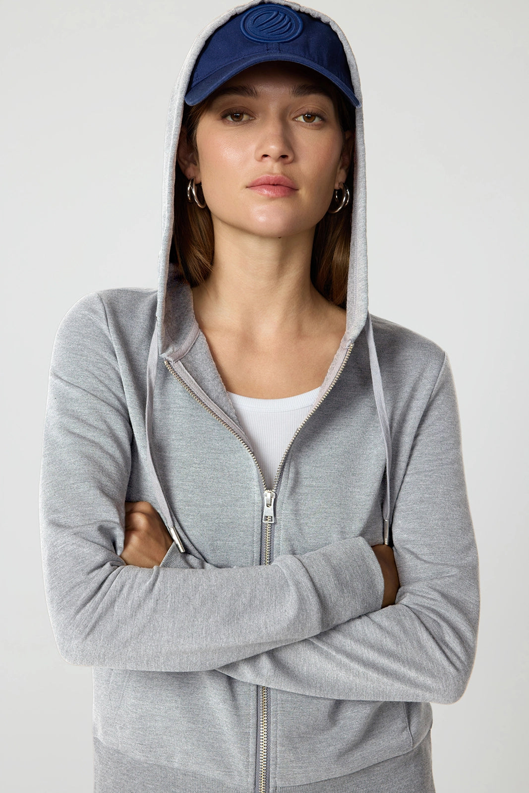 Cozy Fleece Full Zip Slim Hoodie - Htr Concrete