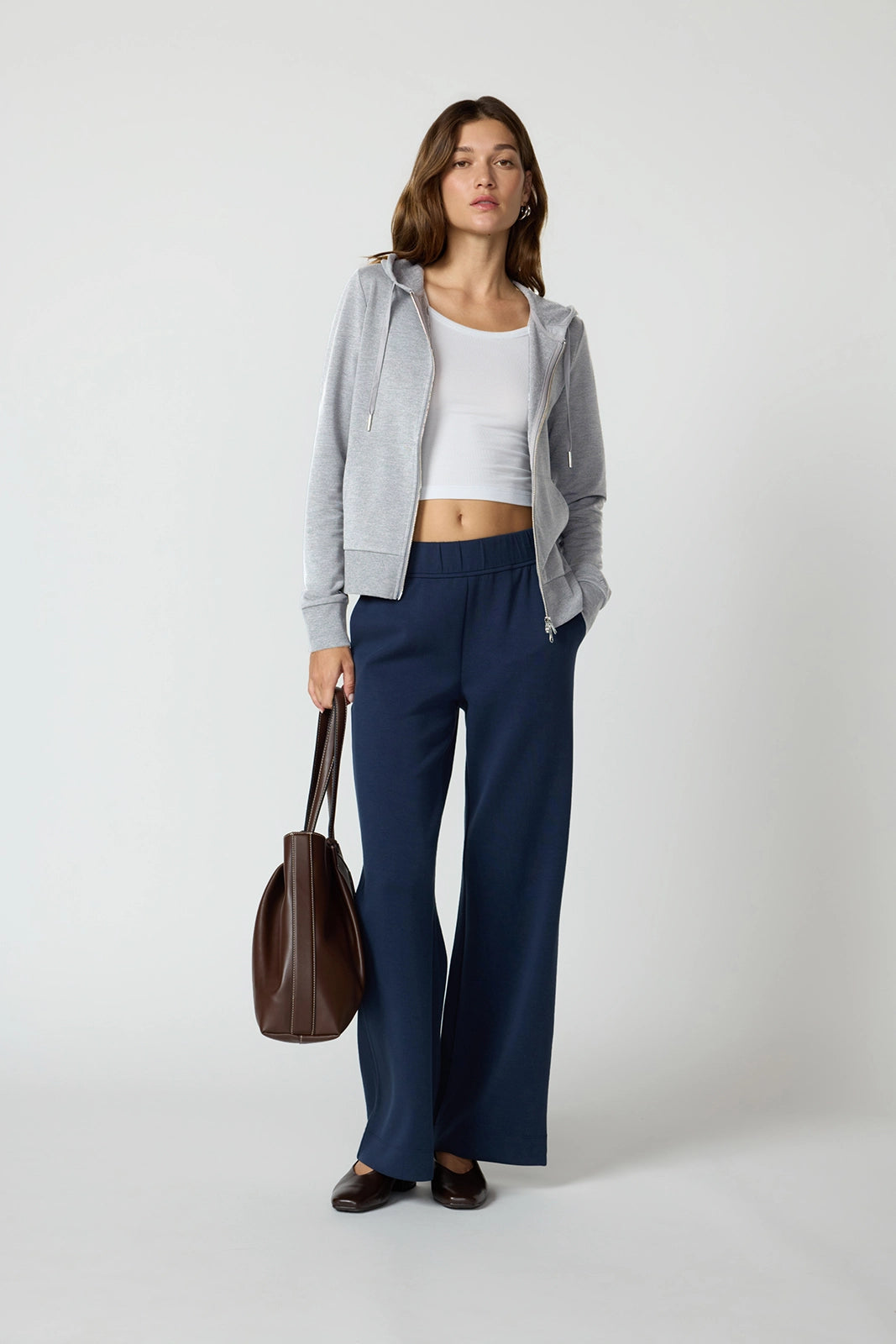 Cozy Fleece Full Zip Slim Hoodie - Htr Concrete