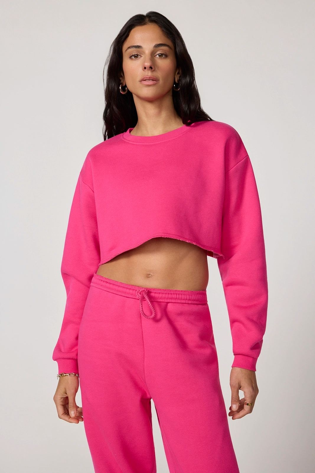 Luxefleece Cropped Sweatshirt - Fuchsia Purple