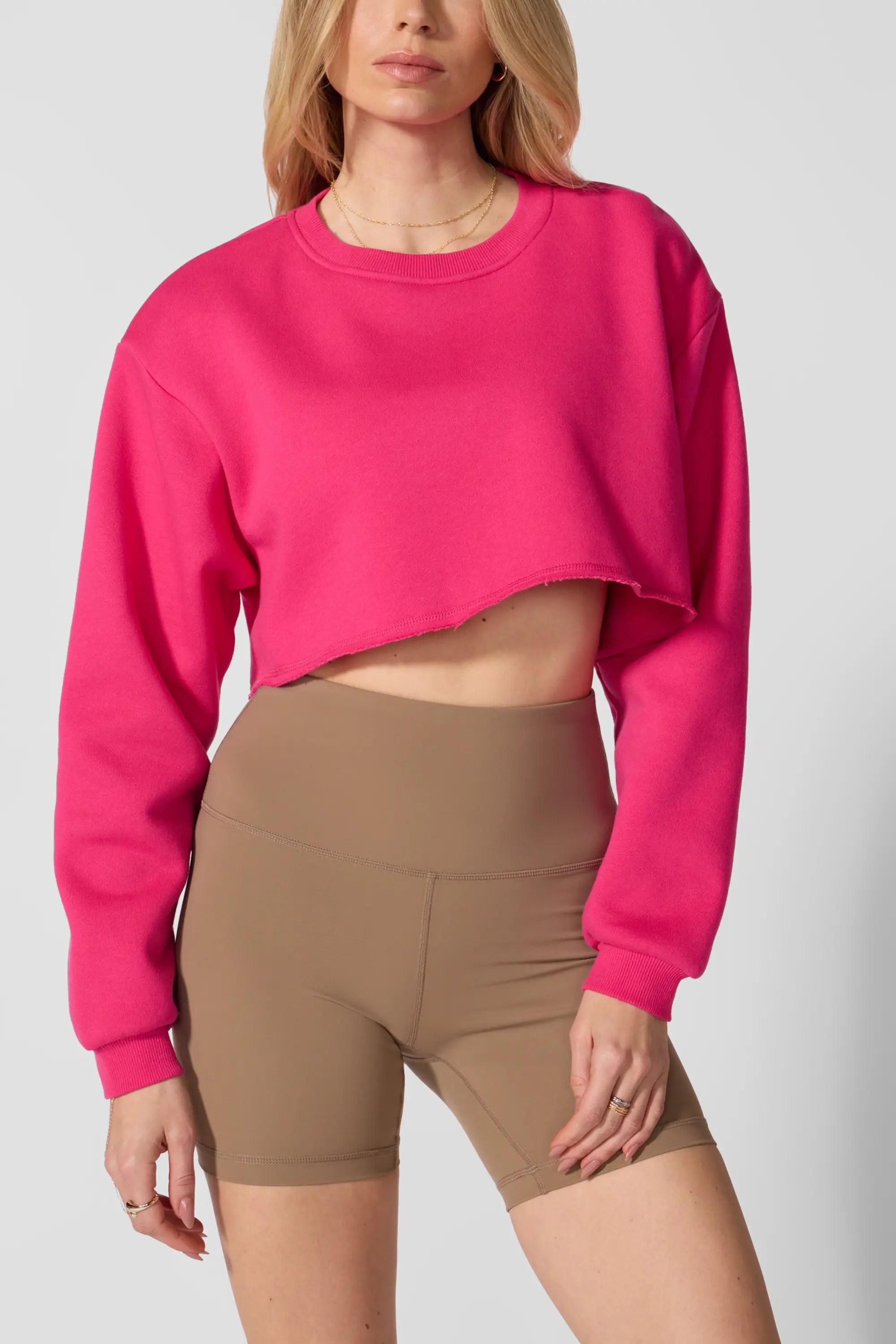 Luxefleece Cropped Sweatshirt - Fuchsia Purple