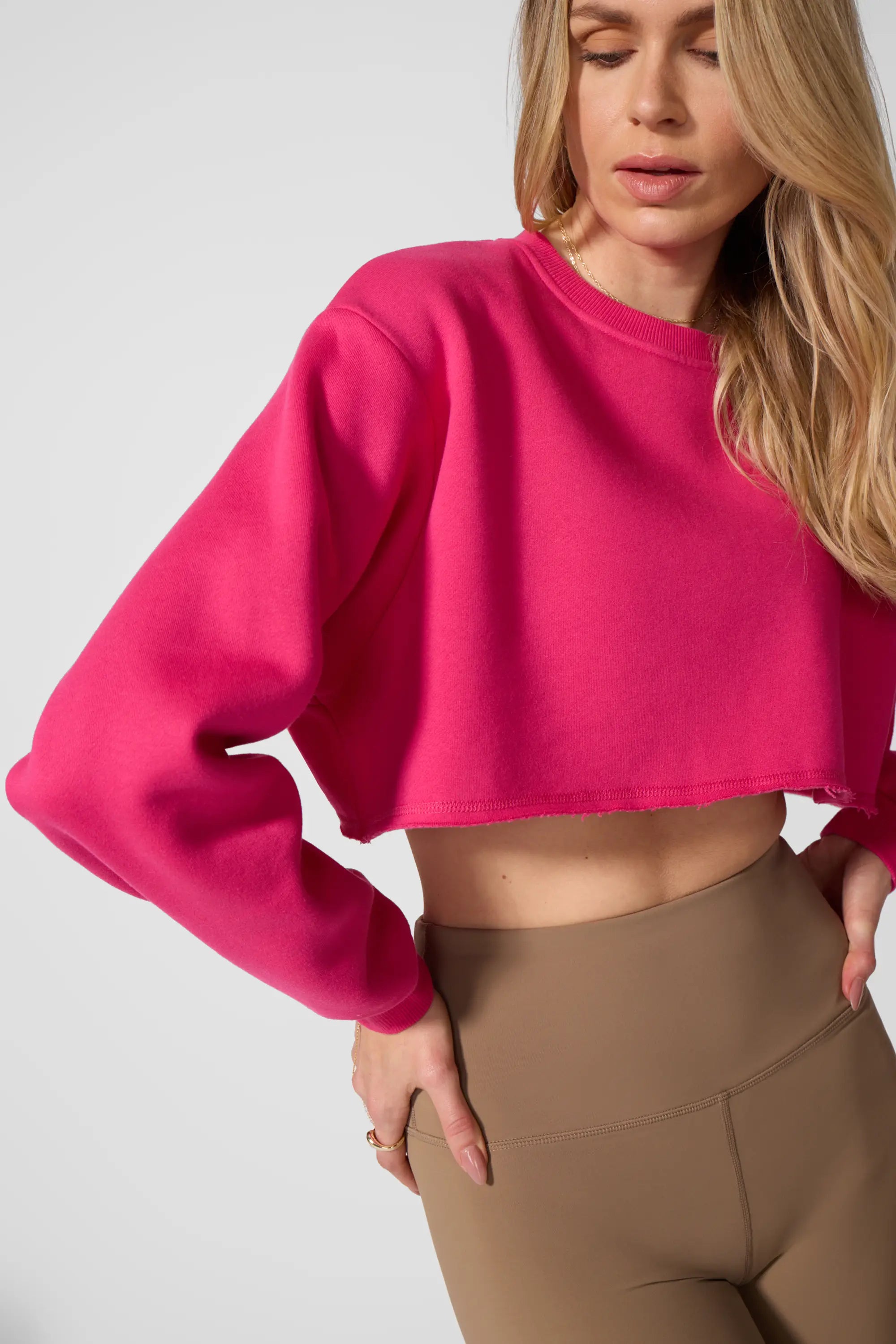 Luxefleece Cropped Sweatshirt & Liquid Bundle in Fuchsia