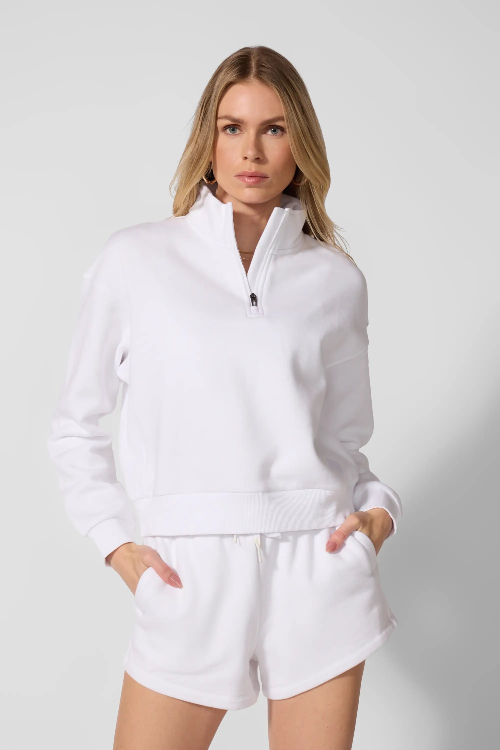 Luxefleece 1/4 sudadera con cremallera - brillante blanco