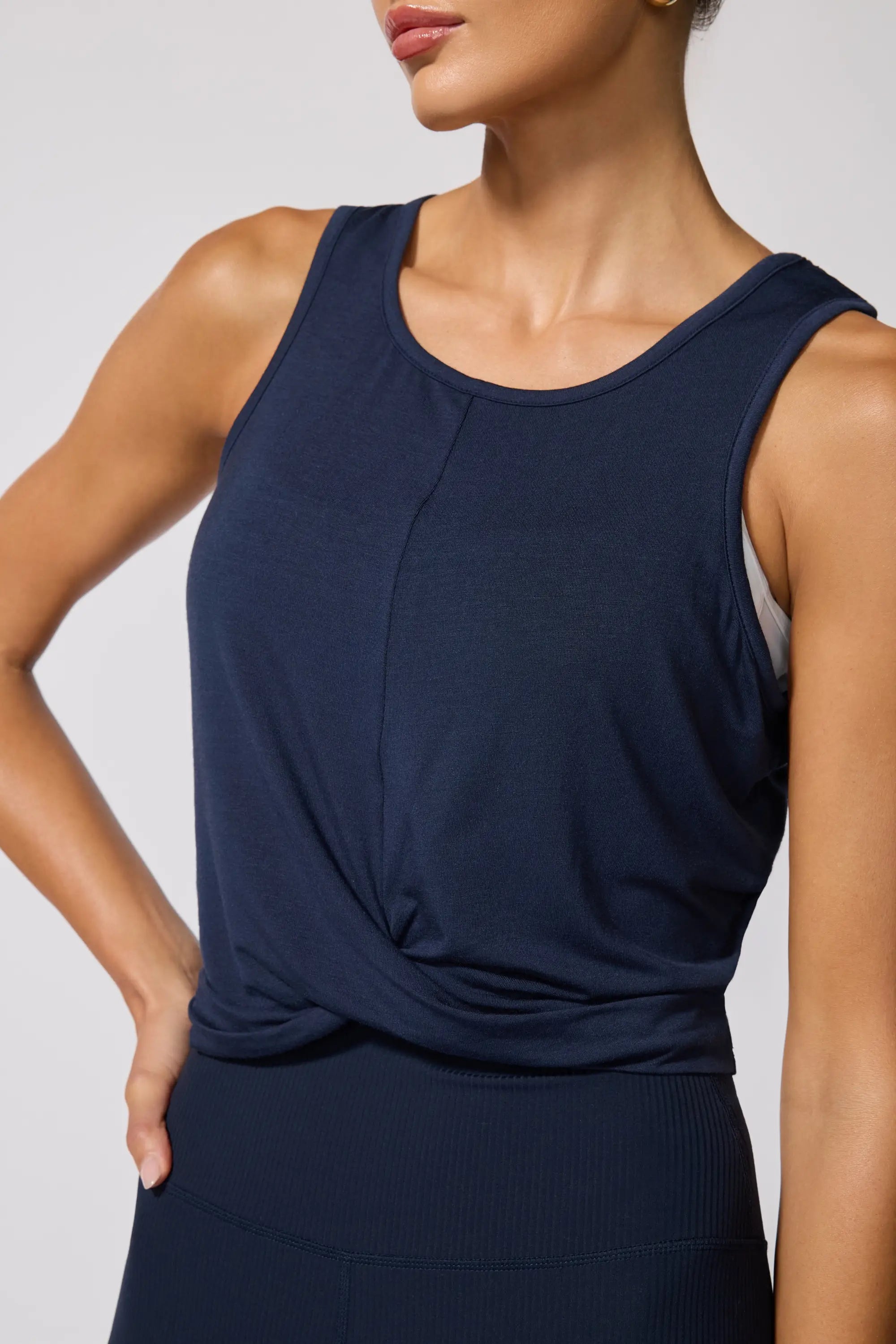Twist Front Tank - Navy Blazer