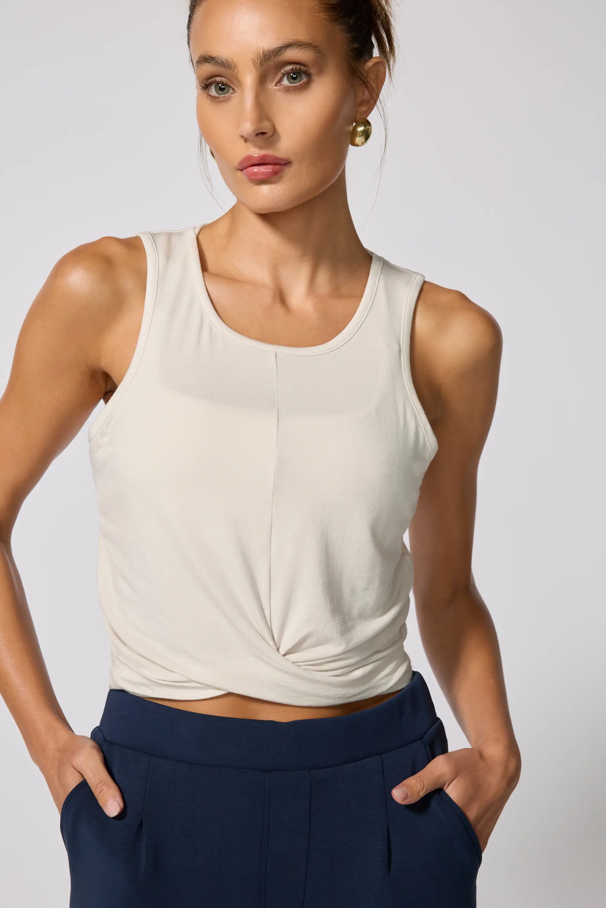 Twist Front Tank - Moonbeam