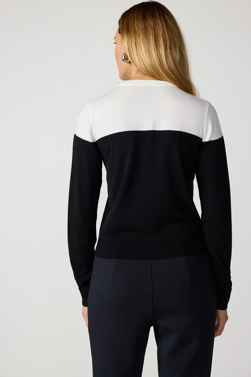 Merino Crew Neck - Brilliant White/Black