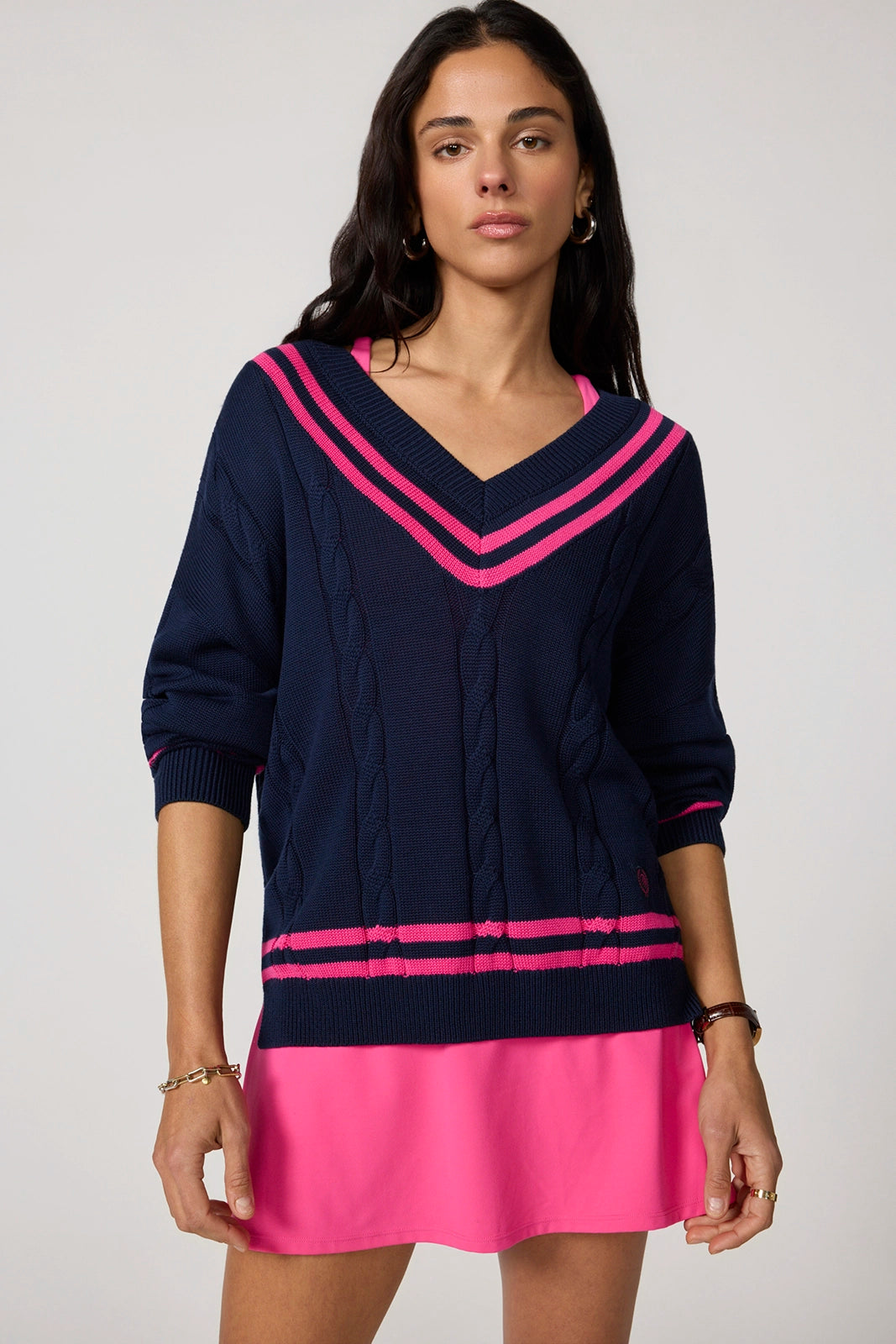 Club Sweater - Navy Blazer/Fuchsia