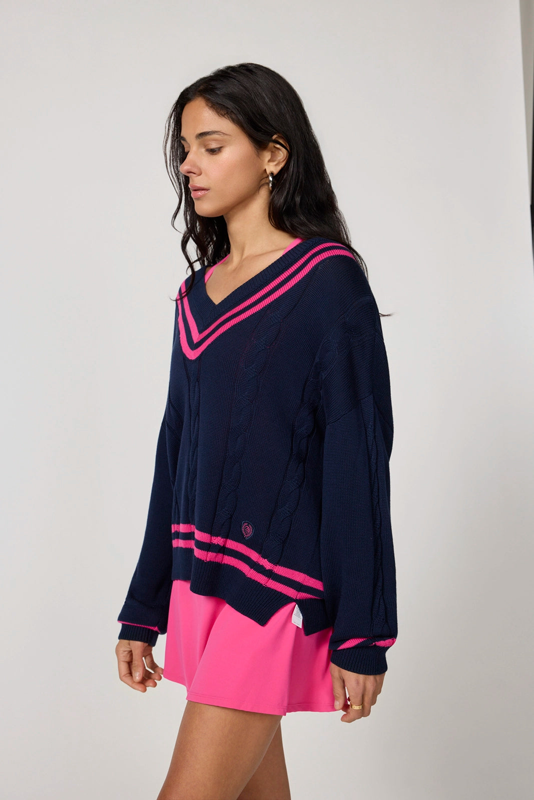 Club Sweater - Navy Blazer/Fuchsia