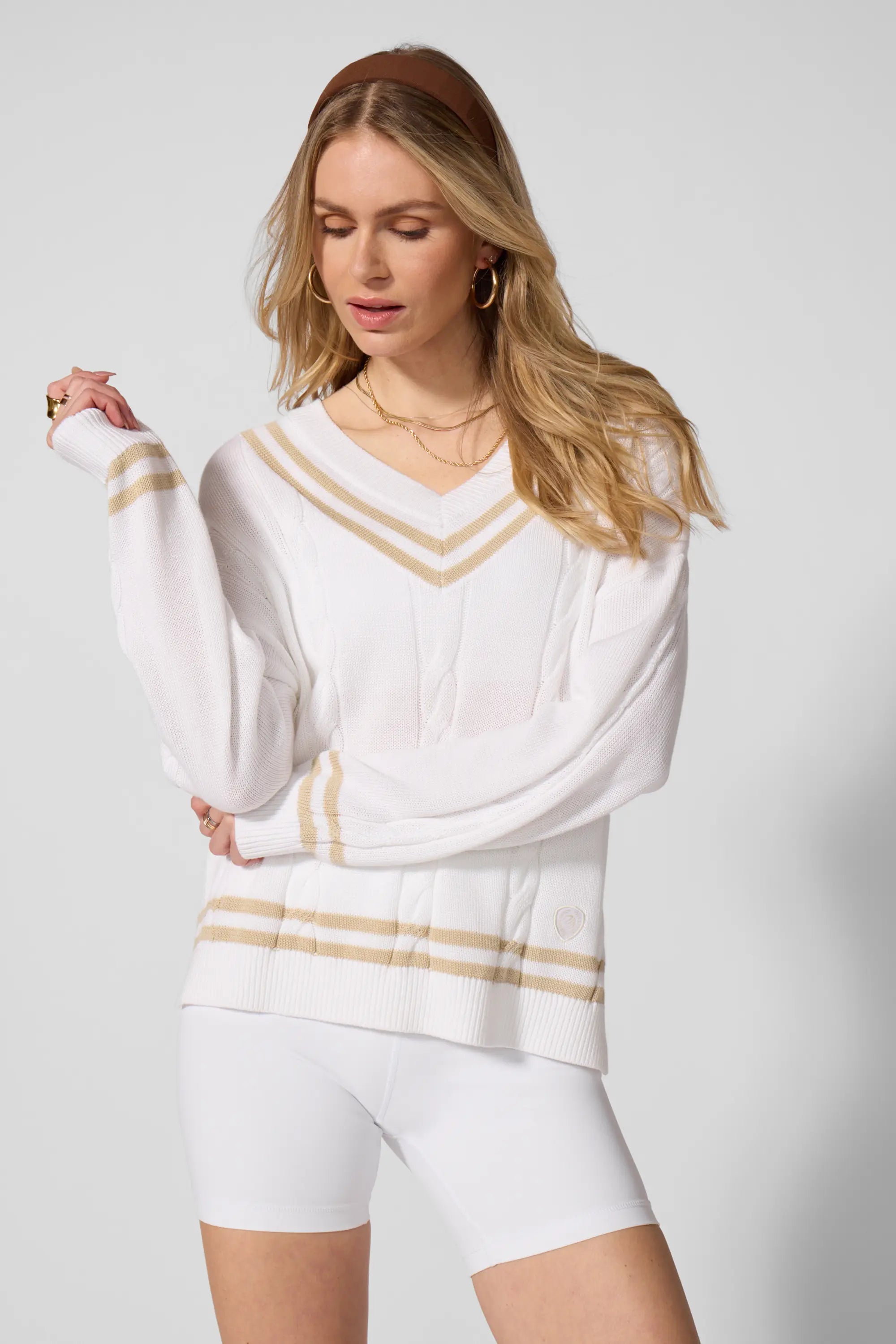 Club Sweater - Brilliant White/Brown Rice