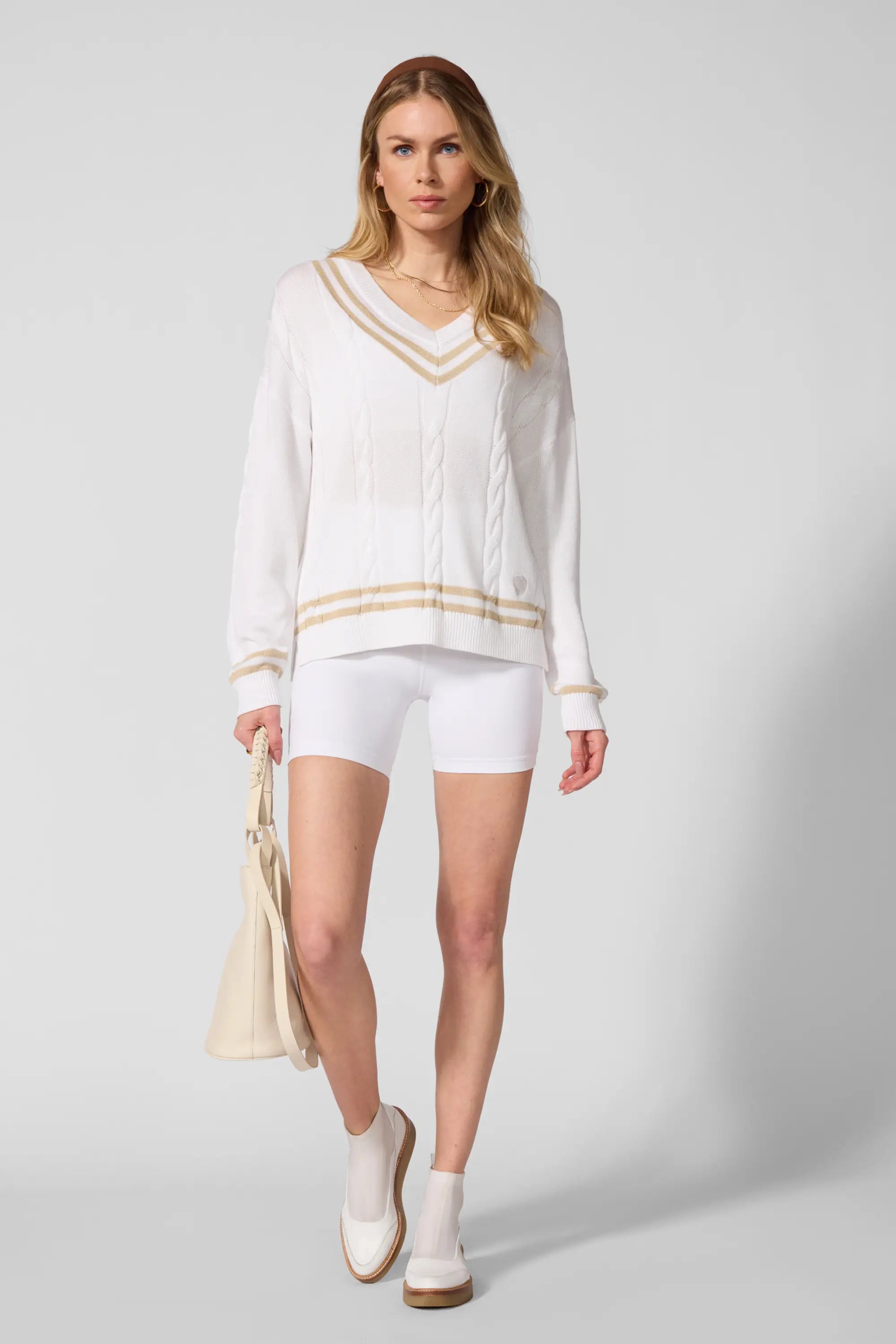 Club Sweater - Brilliant White/Brown Rice