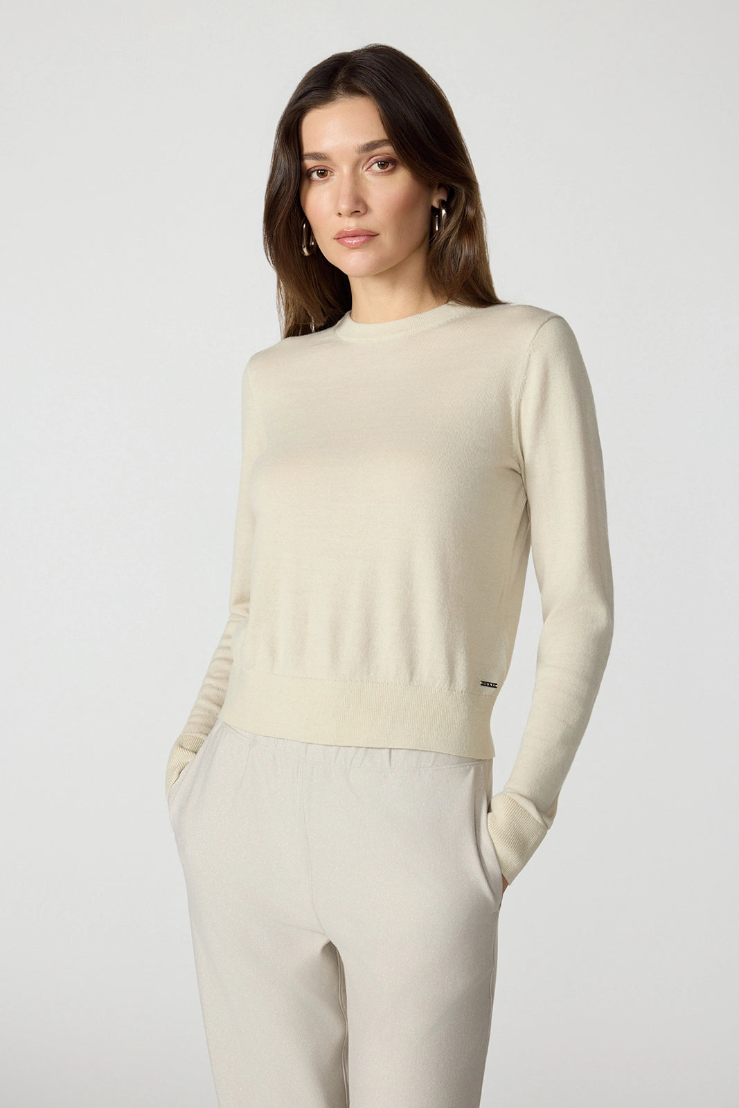 Merino Crew Neck Htr Rice