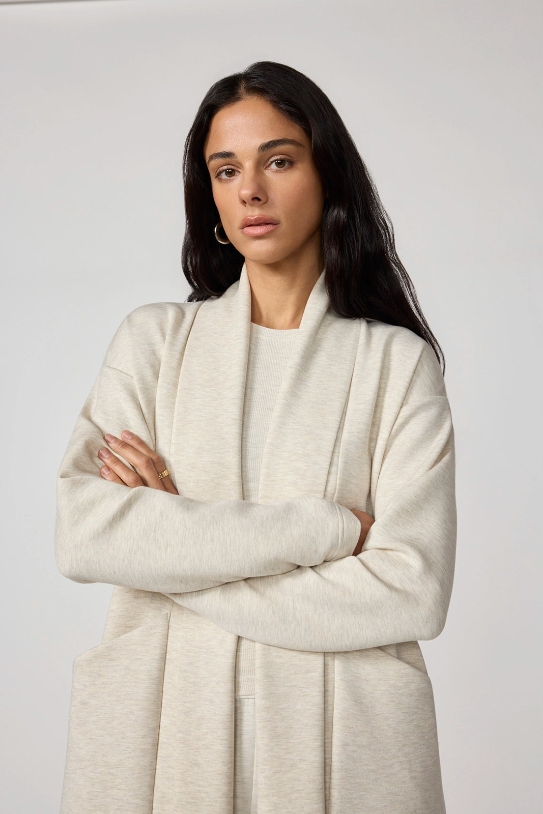 Dreamweave™ Long Cardigan - Htr Brown Rice